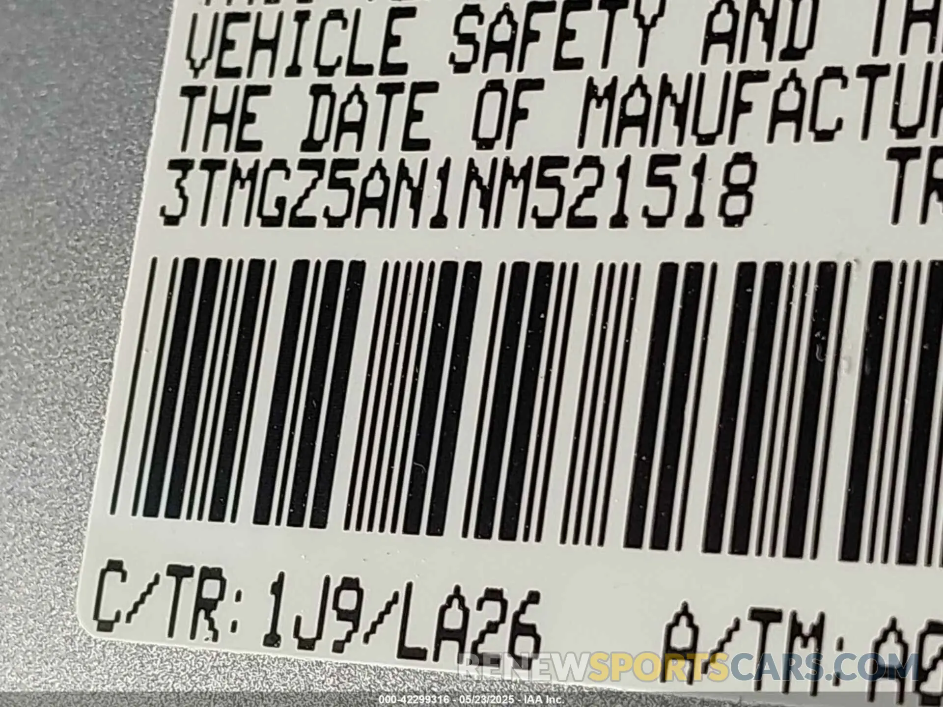 9 Photograph of a damaged car 3TMGZ5AN1NM521518 TOYOTA TACOMA 2022