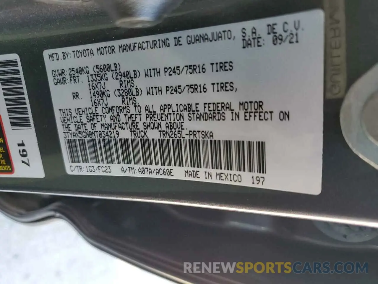 12 Photograph of a damaged car 3TYAX5GN0NT034219 TOYOTA TACOMA 2022