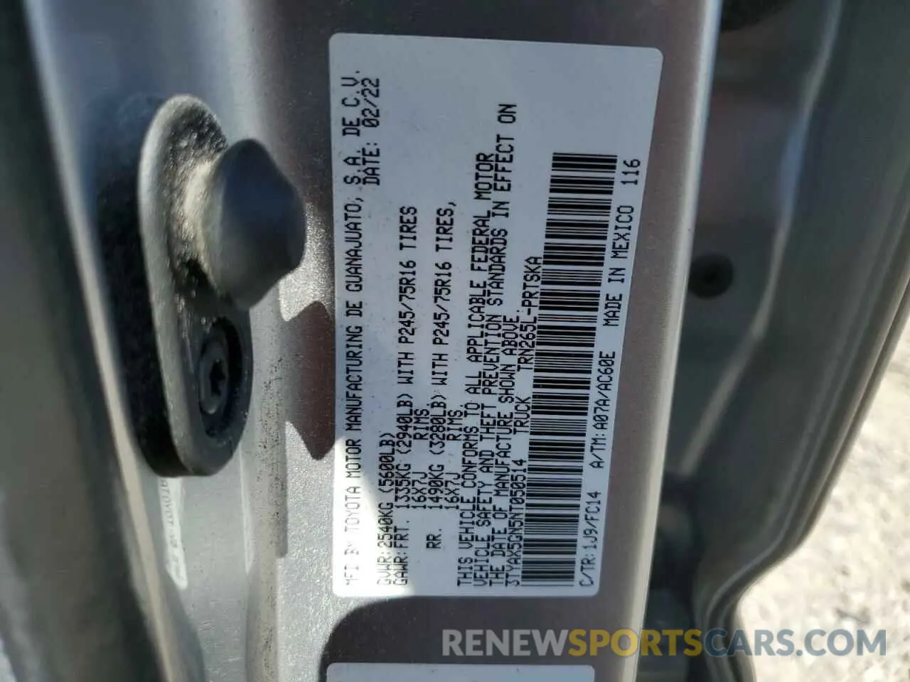 13 Photograph of a damaged car 3TYAX5GN5NT050514 TOYOTA TACOMA 2022