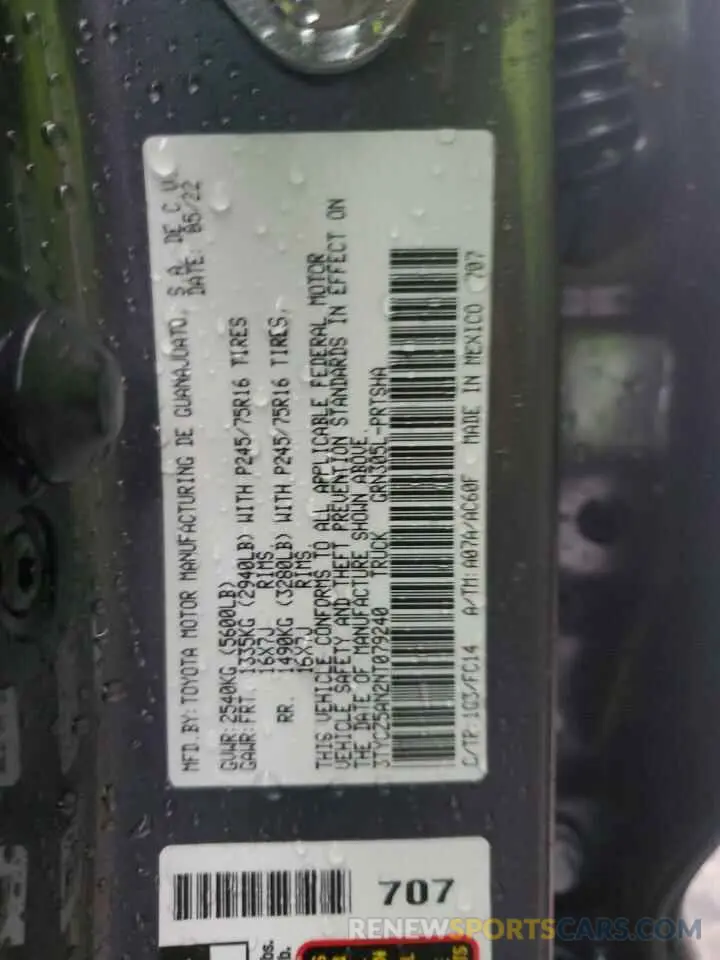 12 Photograph of a damaged car 3TYCZ5AN2NT079240 TOYOTA TACOMA 2022