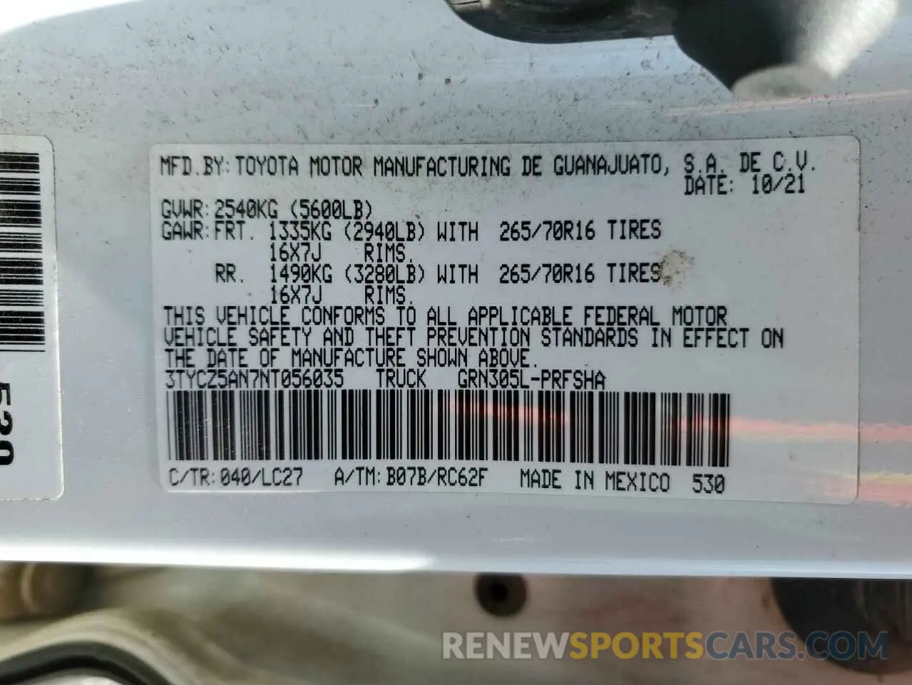12 Photograph of a damaged car 3TYCZ5AN7NT056035 TOYOTA TACOMA 2022