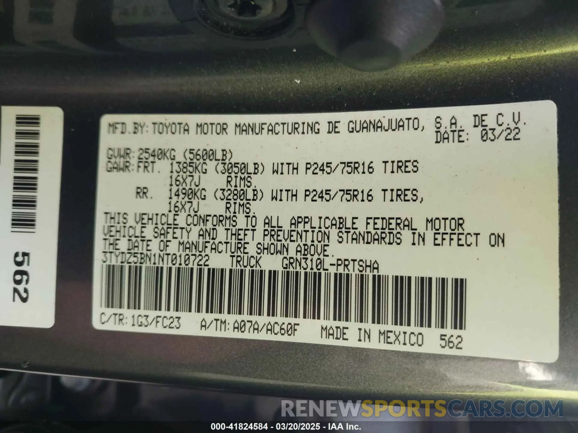 9 Photograph of a damaged car 3TYDZ5BN1NT010722 TOYOTA TACOMA 2022