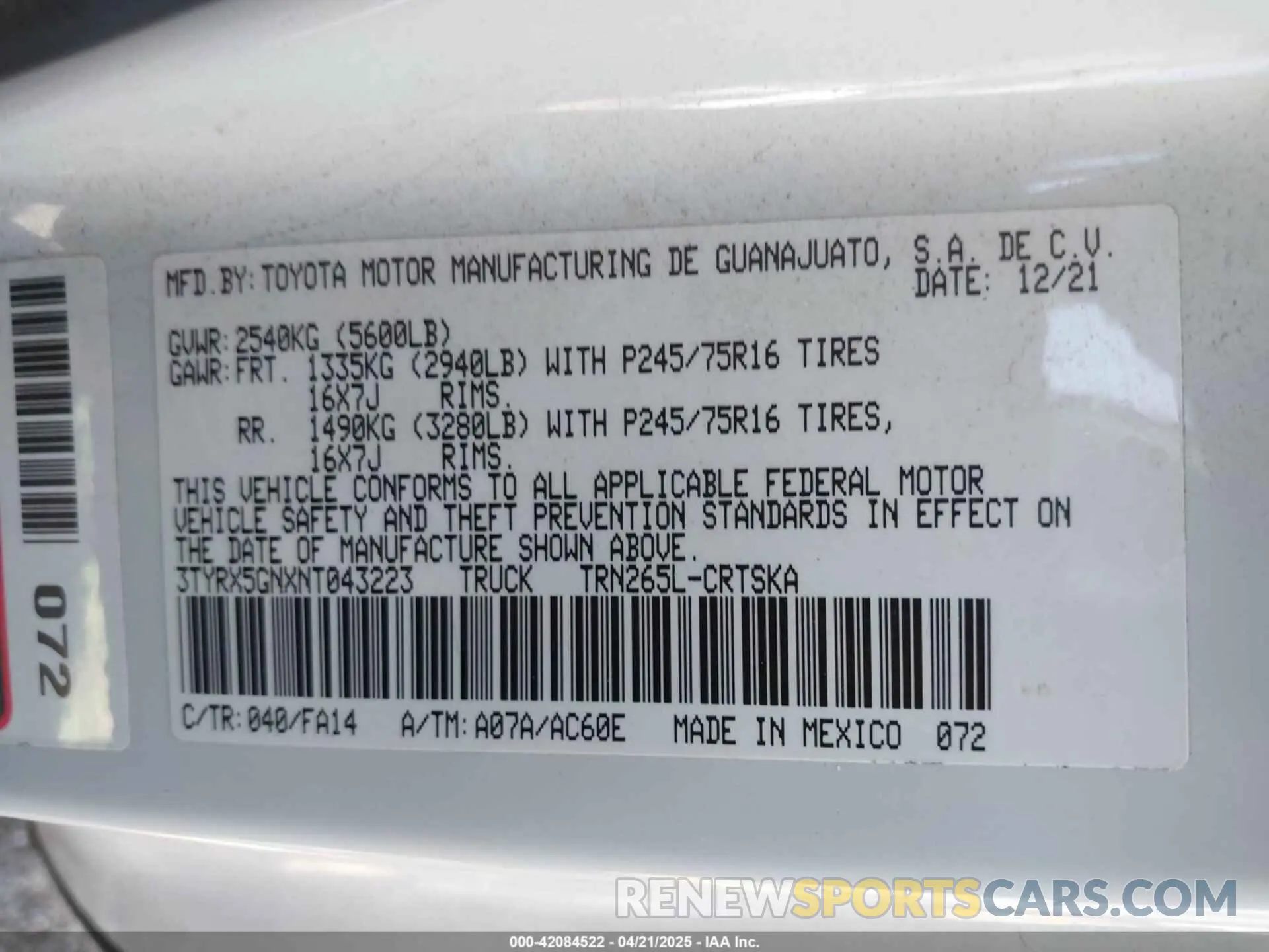 9 Photograph of a damaged car 3TYRX5GNXNT043223 TOYOTA TACOMA 2022