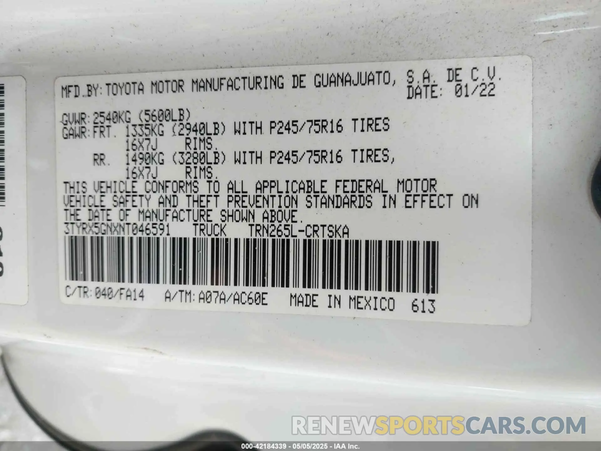 9 Photograph of a damaged car 3TYRX5GNXNT046591 TOYOTA TACOMA 2022