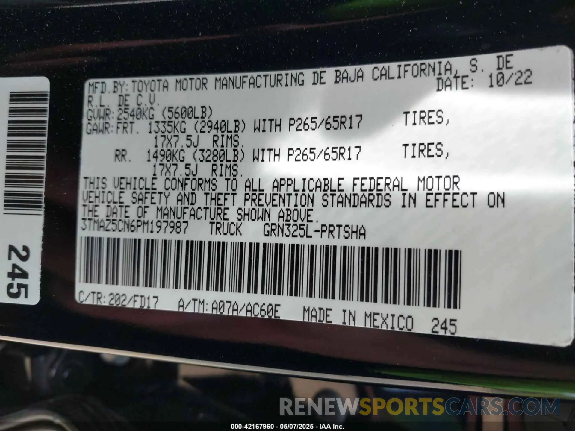 9 Photograph of a damaged car 3TMAZ5CN6PM197987 TOYOTA TACOMA 2023