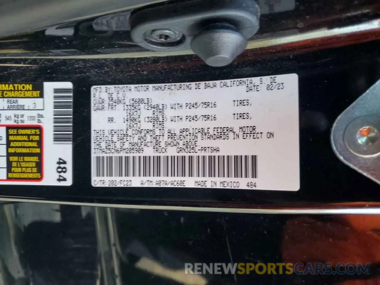 13 Photograph of a damaged car 3TMAZ5CN6PM205909 TOYOTA TACOMA 2023