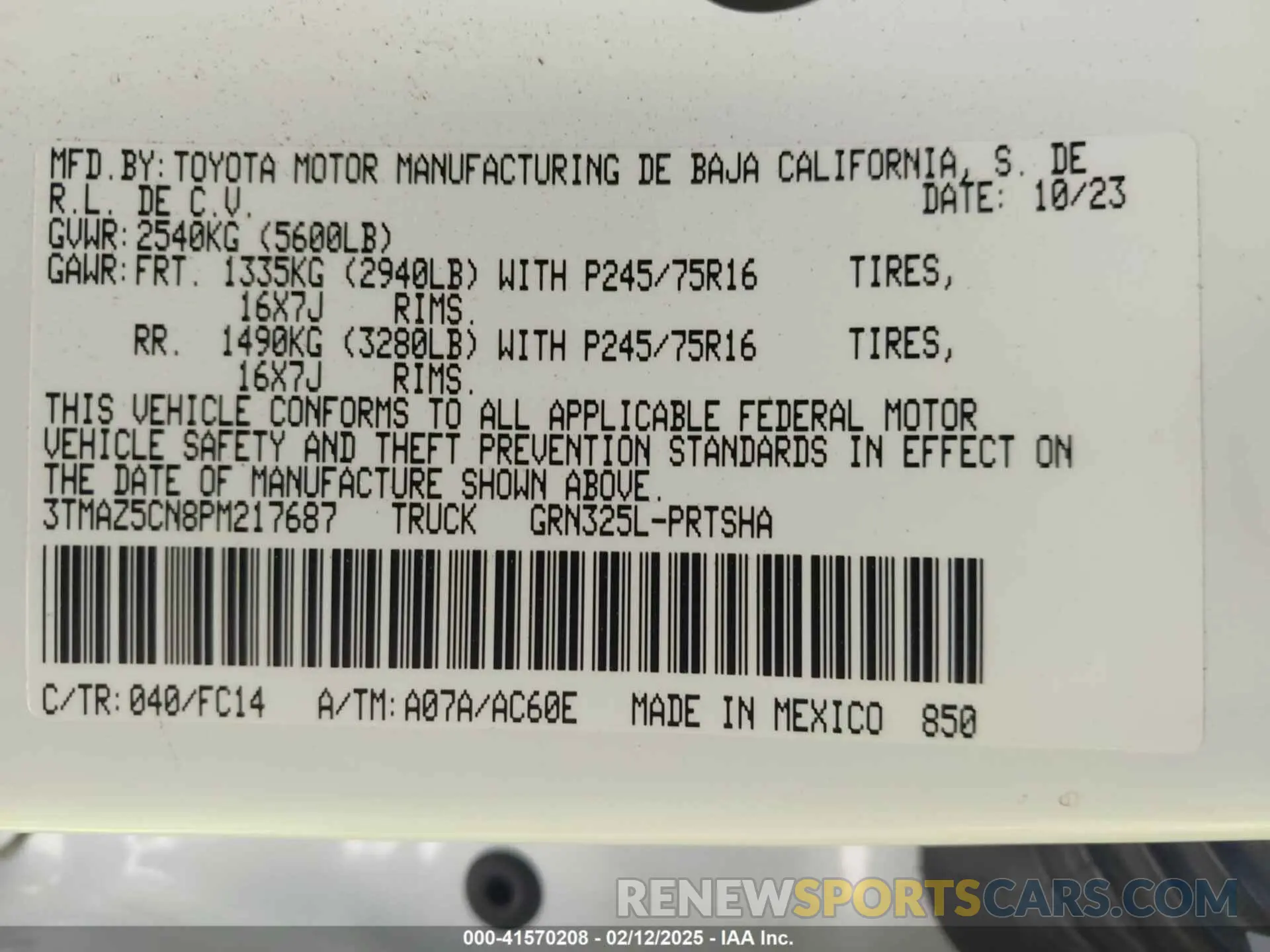 9 Photograph of a damaged car 3TMAZ5CN8PM217687 TOYOTA TACOMA 2023