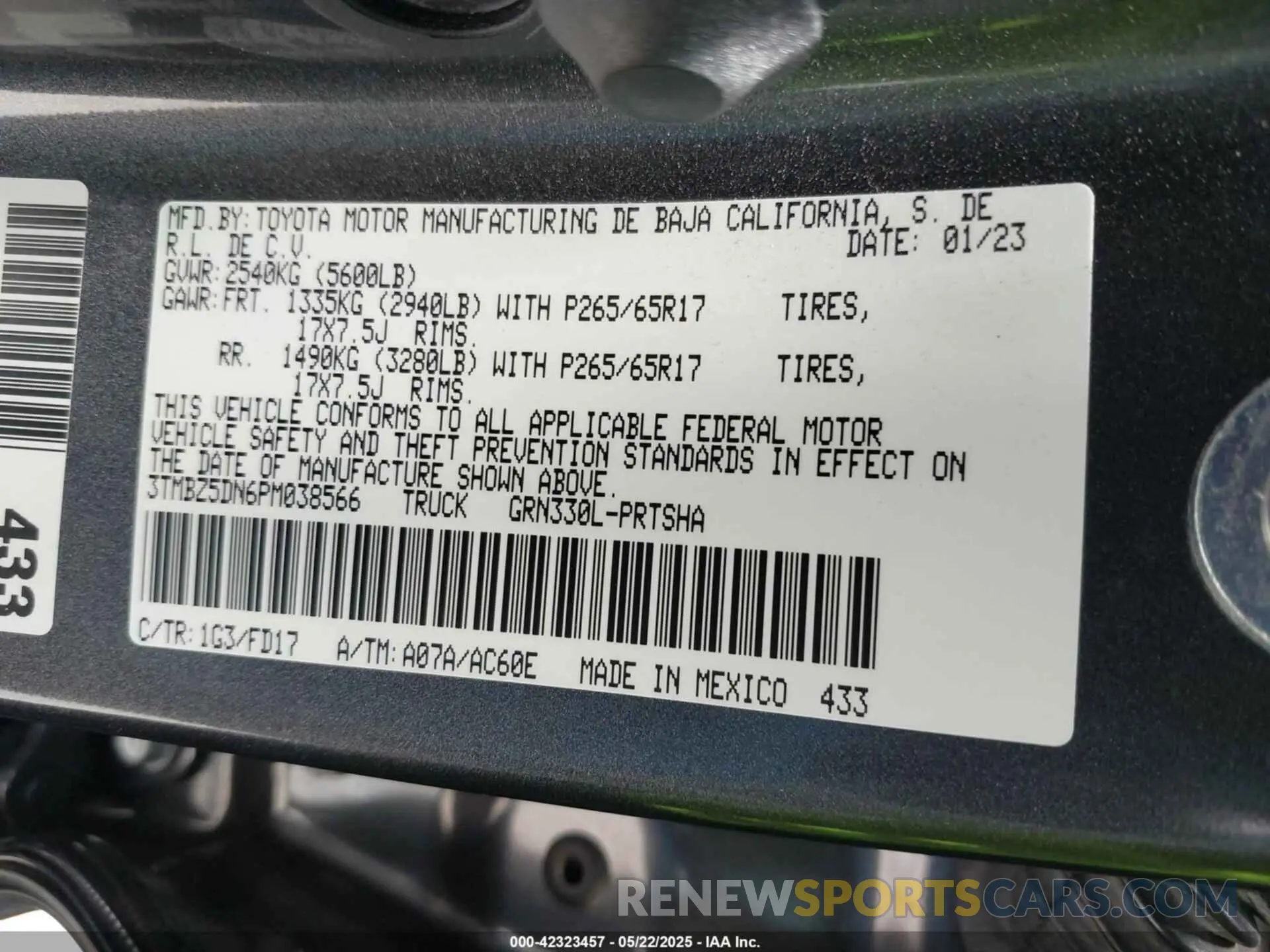 9 Photograph of a damaged car 3TMBZ5DN6PM038566 TOYOTA TACOMA 2023
