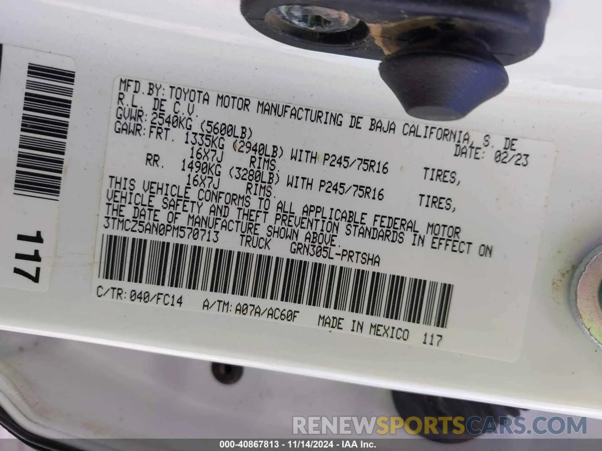 9 Photograph of a damaged car 3TMCZ5AN0PM570713 TOYOTA TACOMA 2023