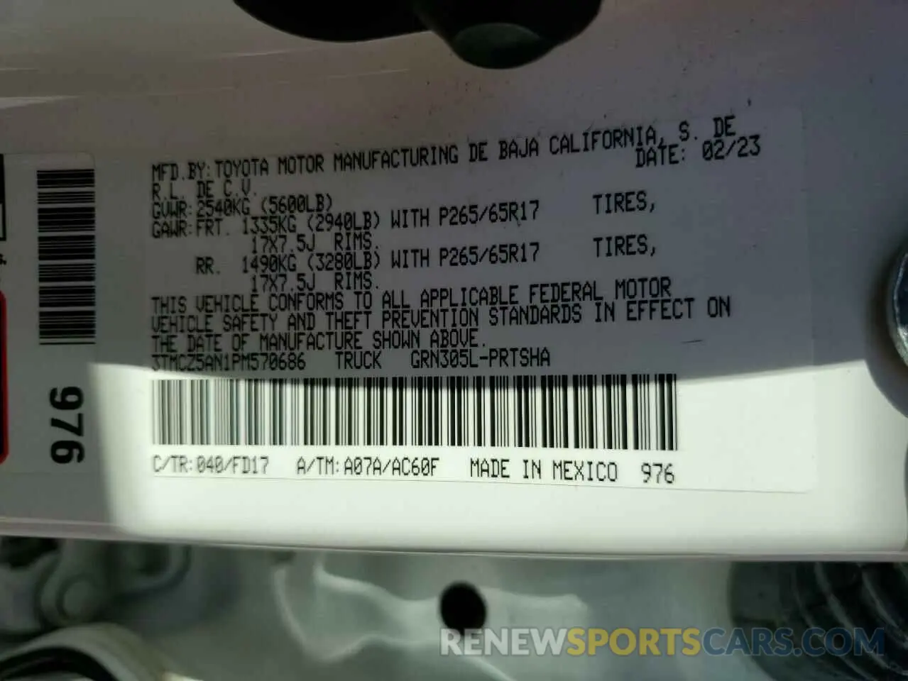 13 Photograph of a damaged car 3TMCZ5AN1PM570686 TOYOTA TACOMA 2023