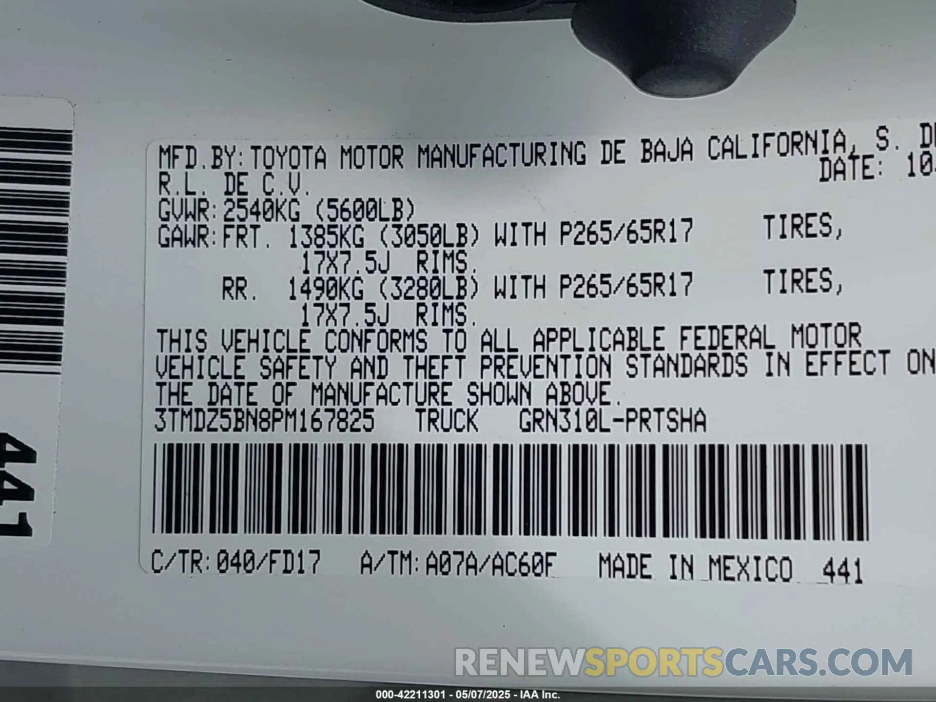9 Photograph of a damaged car 3TMDZ5BN8PM167825 TOYOTA TACOMA 2023