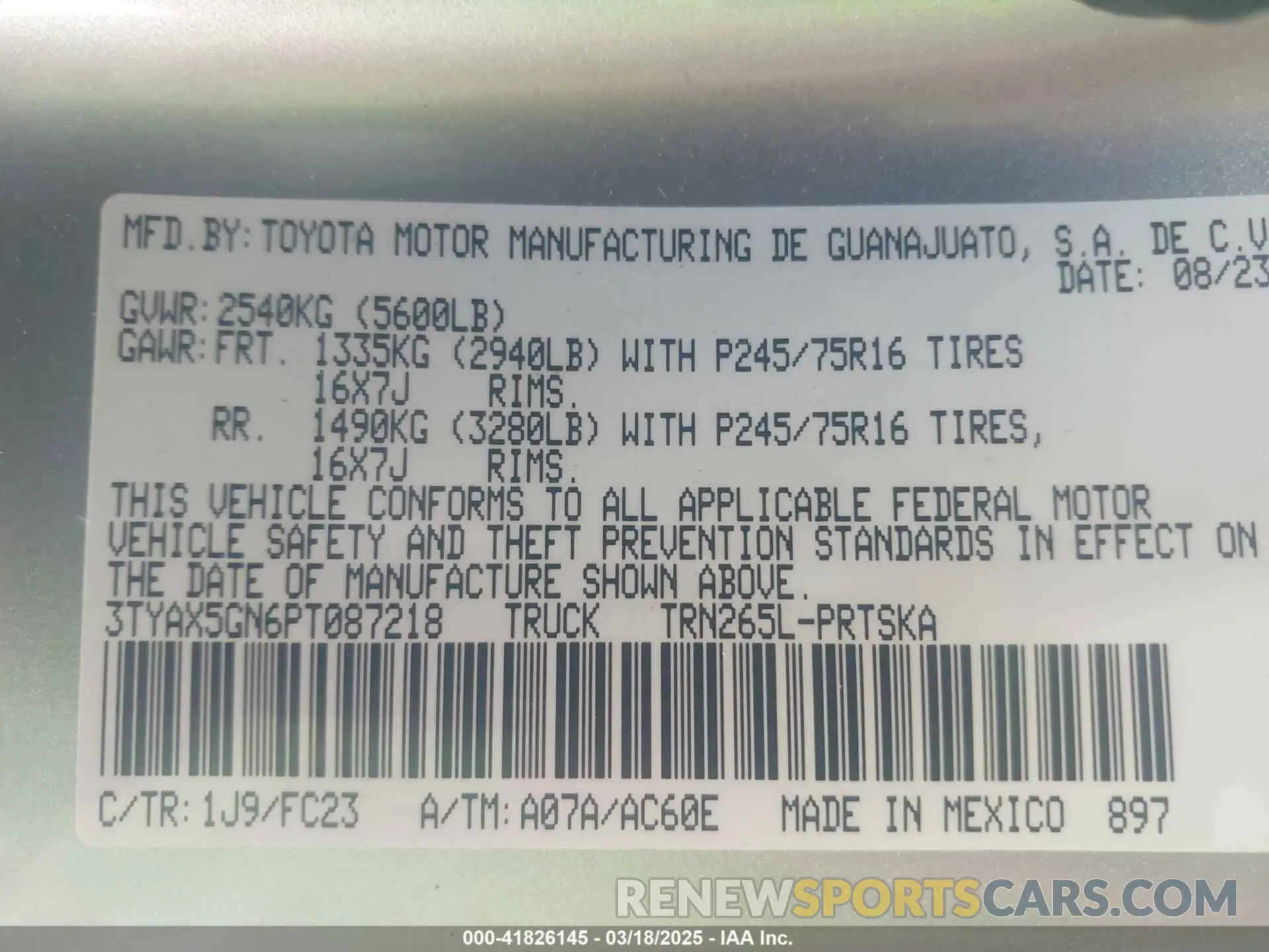 9 Photograph of a damaged car 3TYAX5GN6PT087218 TOYOTA TACOMA 2023