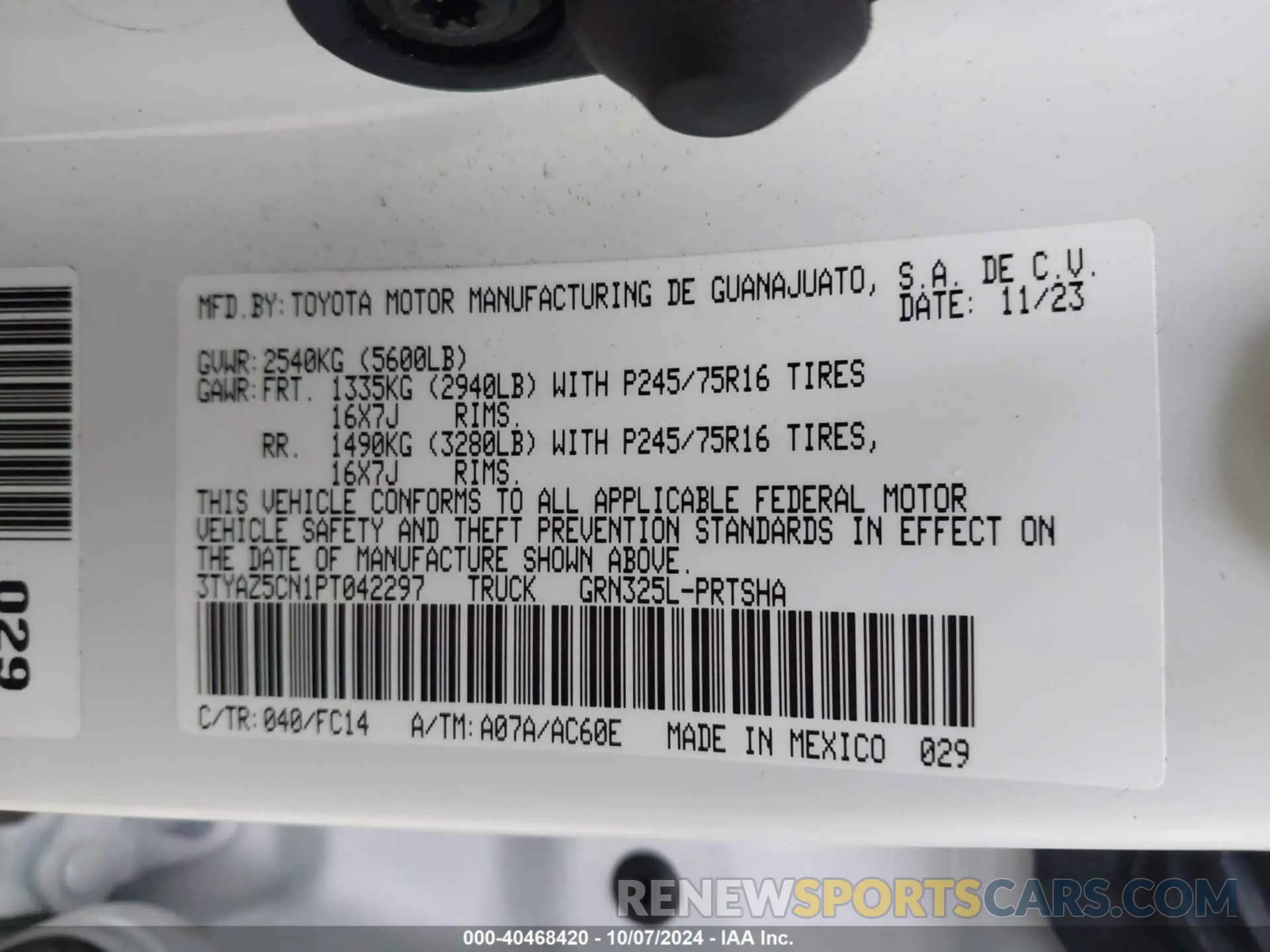 9 Photograph of a damaged car 3TYAZ5CN1PT042297 TOYOTA TACOMA 2023