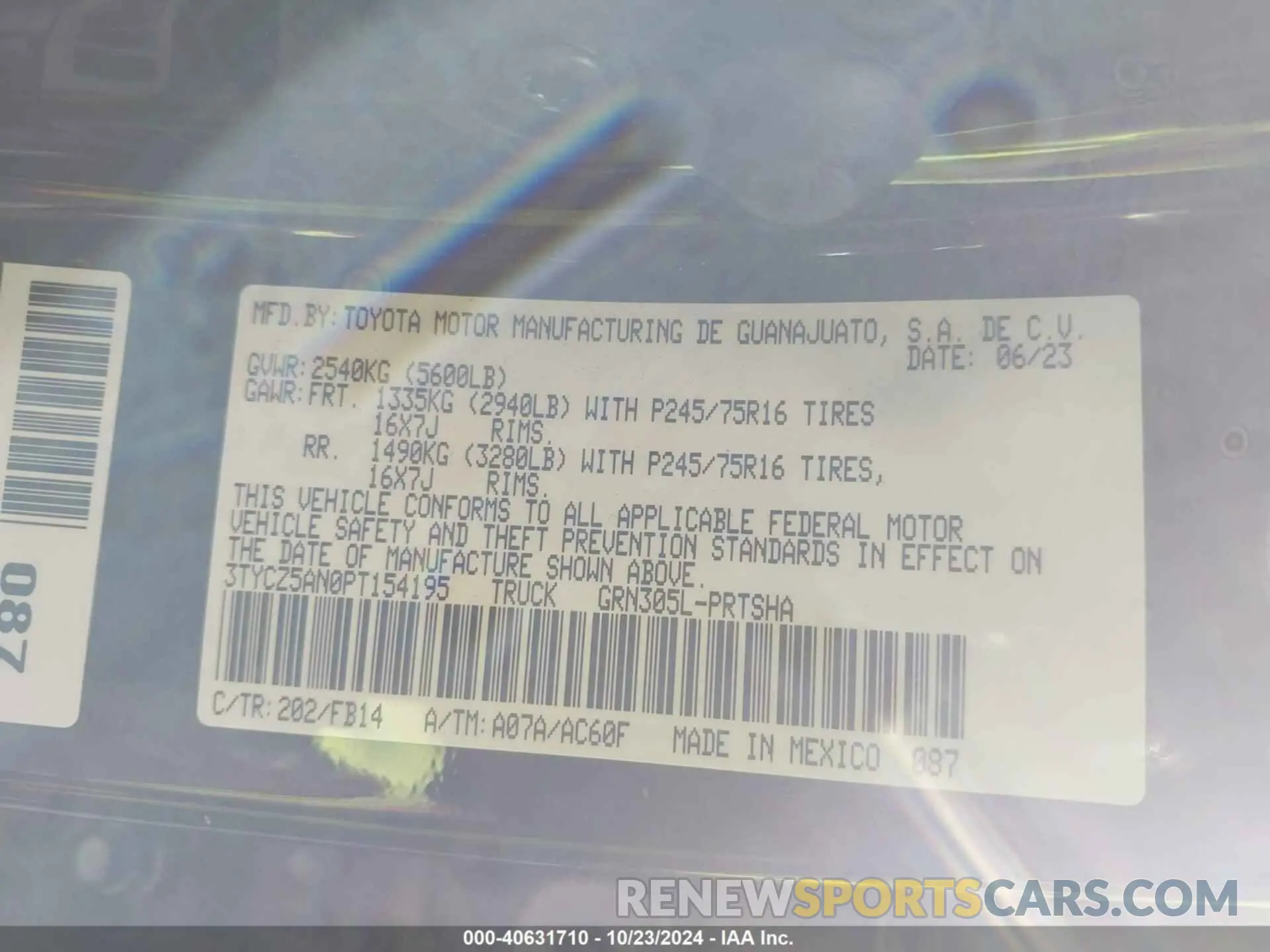 9 Photograph of a damaged car 3TYCZ5AN0PT154195 TOYOTA TACOMA 2023