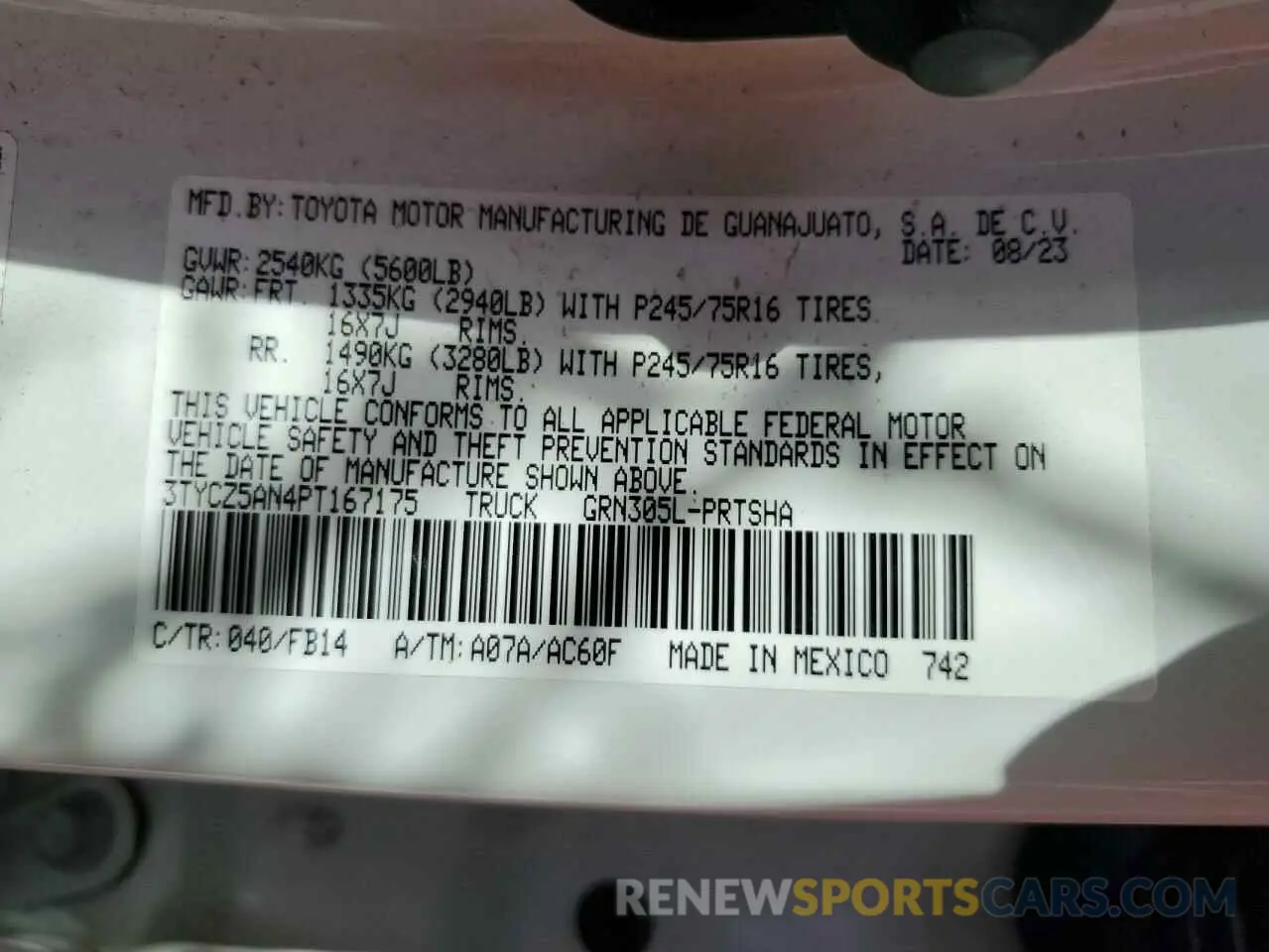 13 Photograph of a damaged car 3TYCZ5AN4PT167175 TOYOTA TACOMA 2023