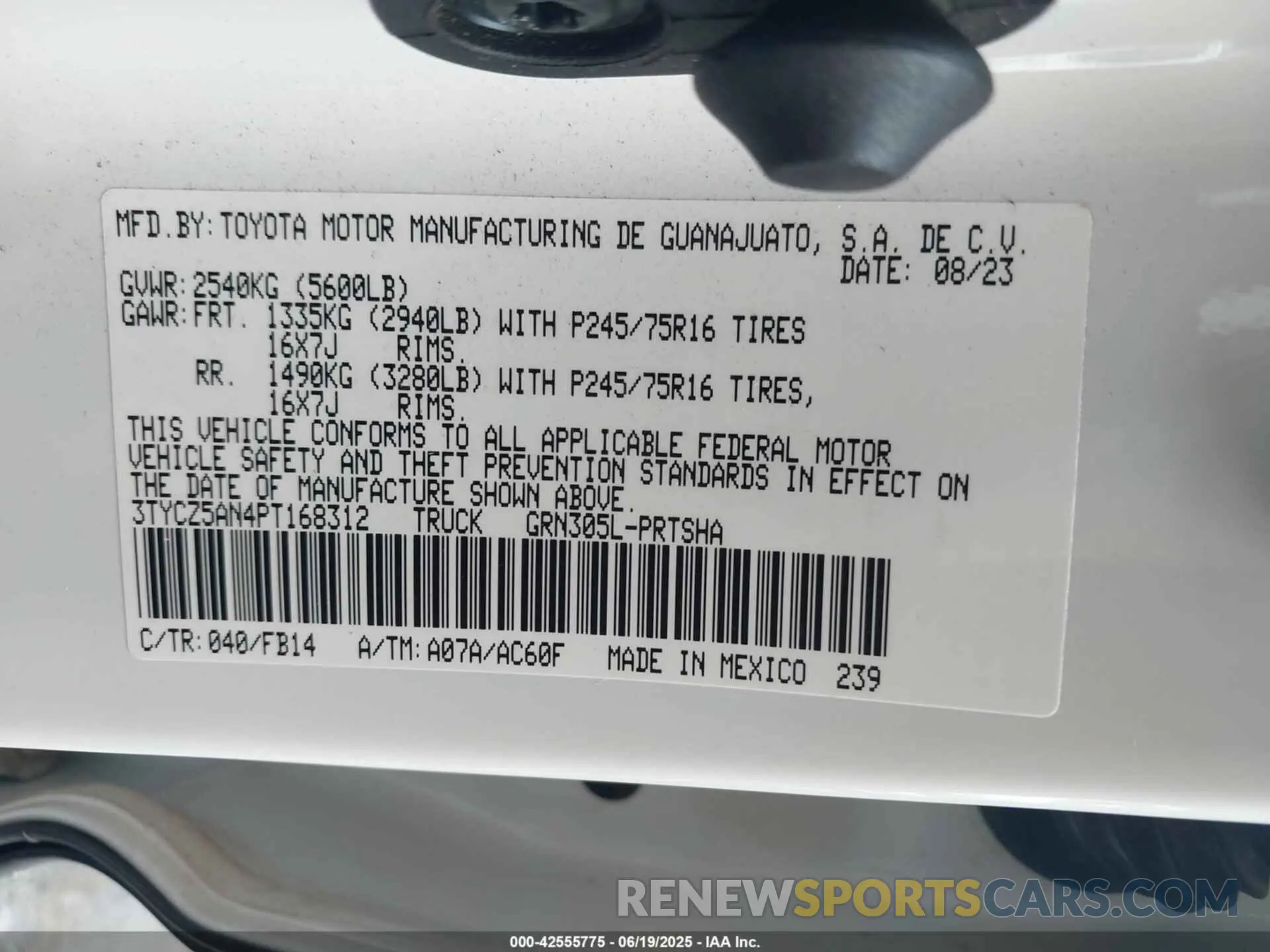 9 Photograph of a damaged car 3TYCZ5AN4PT168312 TOYOTA TACOMA 2023