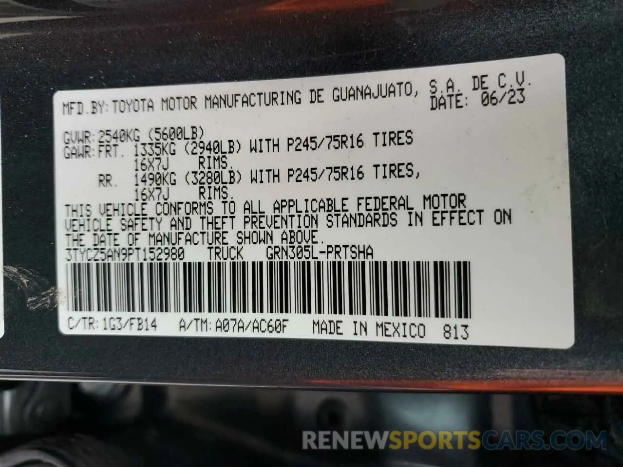 13 Photograph of a damaged car 3TYCZ5AN9PT152980 TOYOTA TACOMA 2023