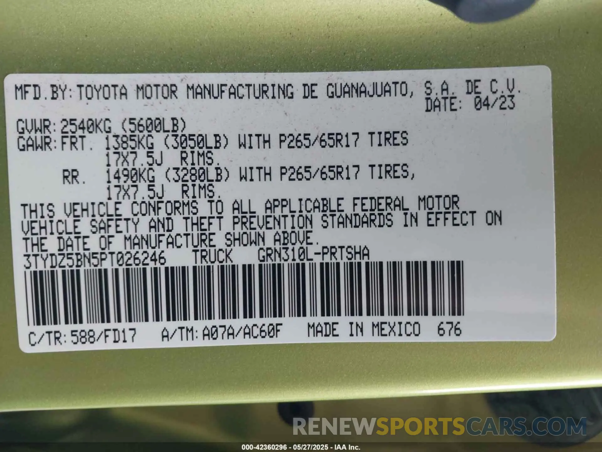 9 Photograph of a damaged car 3TYDZ5BN5PT026246 TOYOTA TACOMA 2023