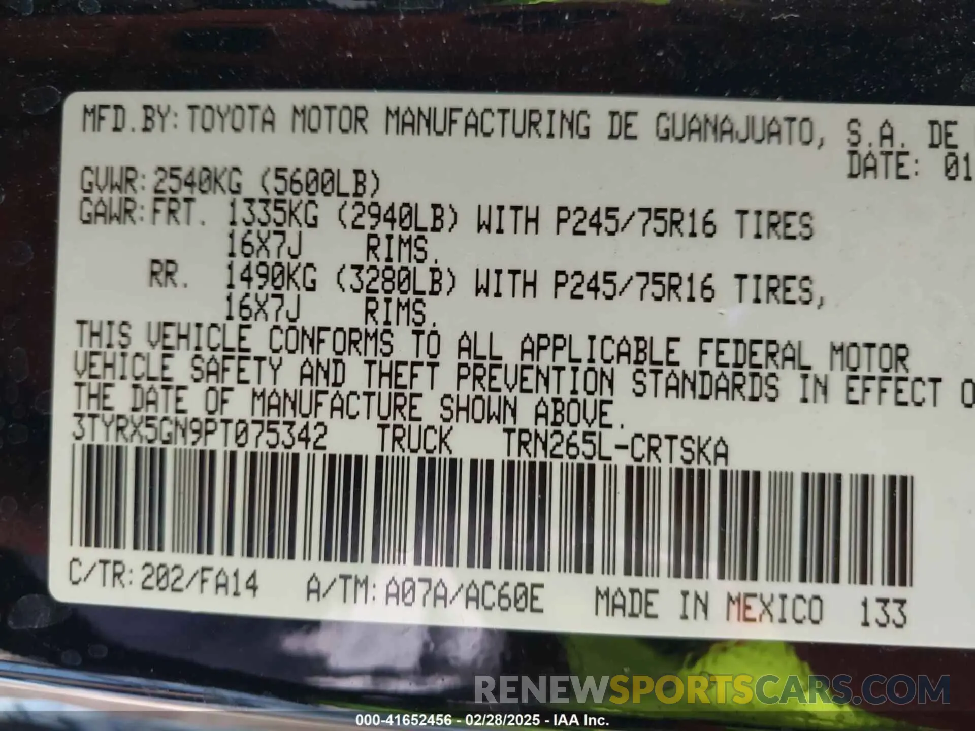 9 Photograph of a damaged car 3TYRX5GN9PT075342 TOYOTA TACOMA 2023