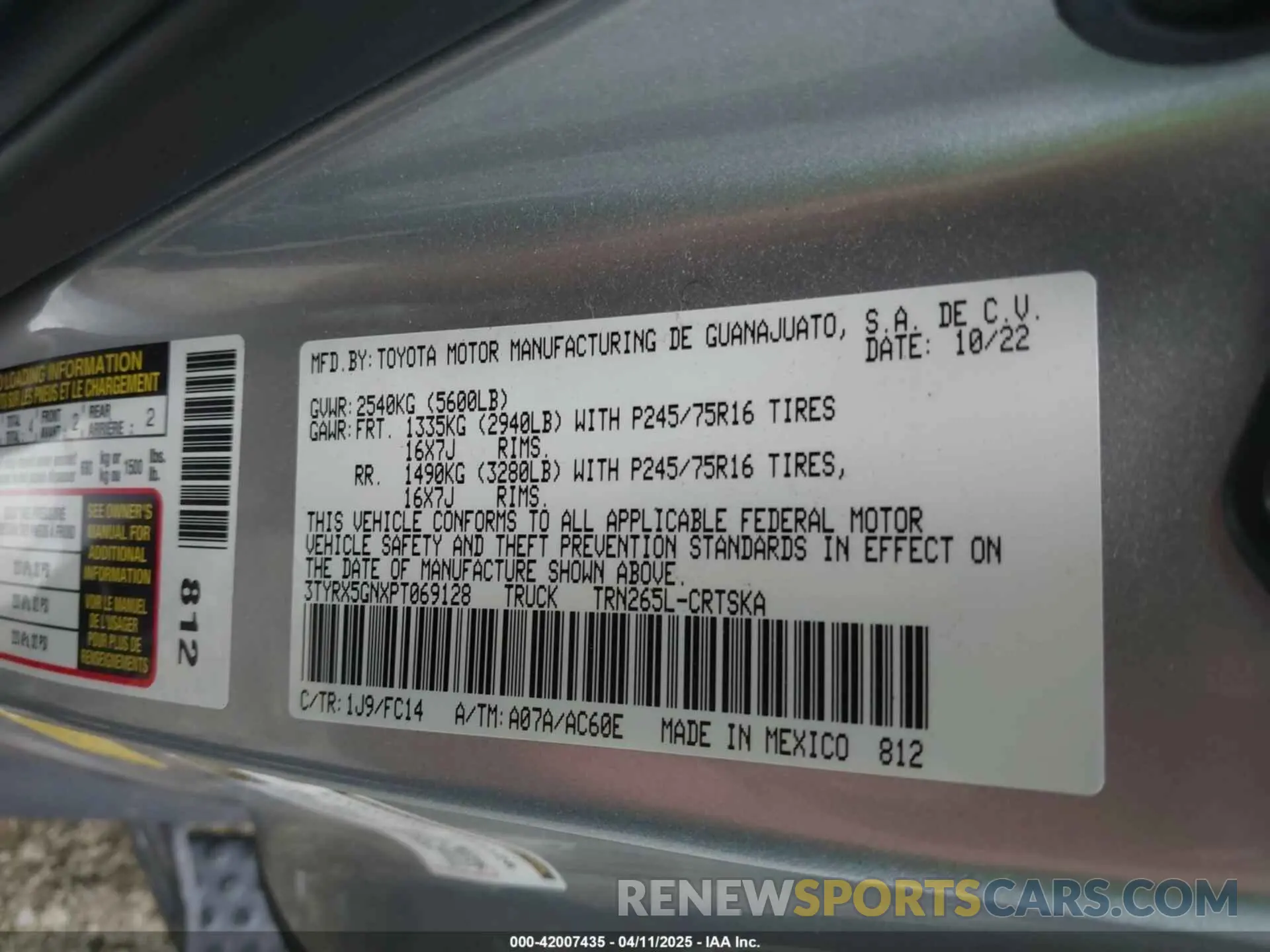 9 Photograph of a damaged car 3TYRX5GNXPT069128 TOYOTA TACOMA 2023