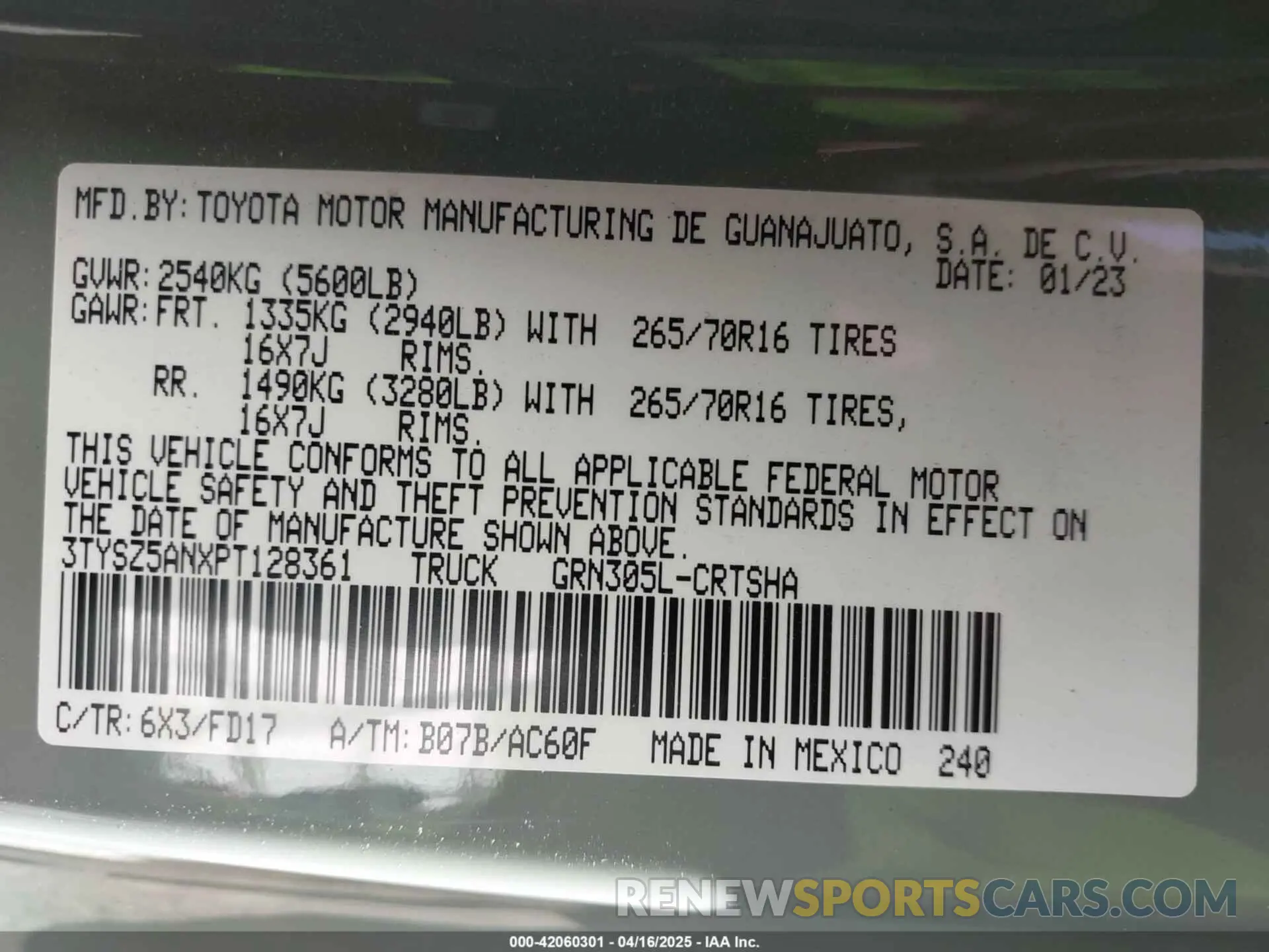 9 Photograph of a damaged car 3TYSZ5ANXPT128361 TOYOTA TACOMA 2023