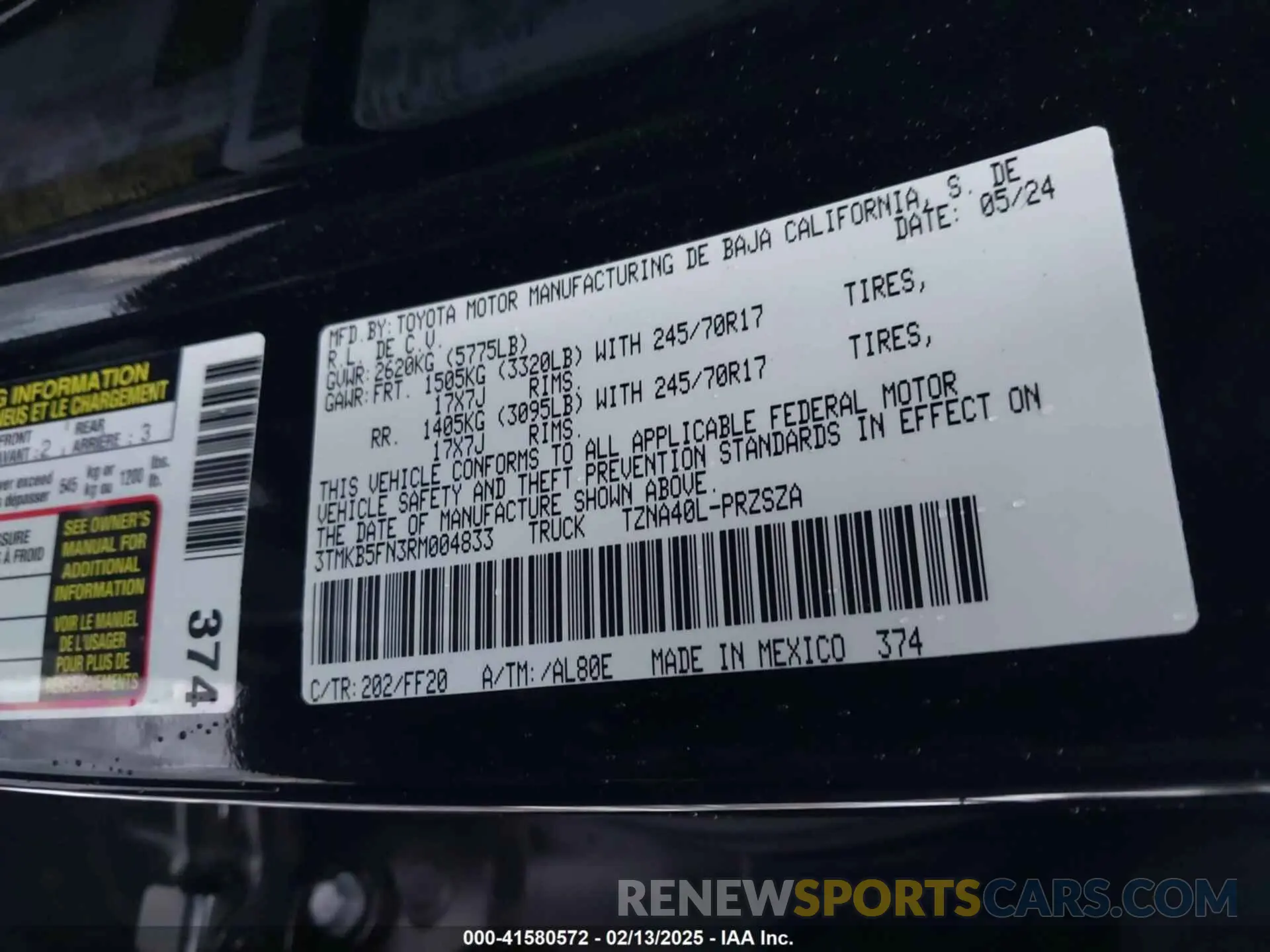 9 Photograph of a damaged car 3TMKB5FN3RM004833 TOYOTA TACOMA 2024