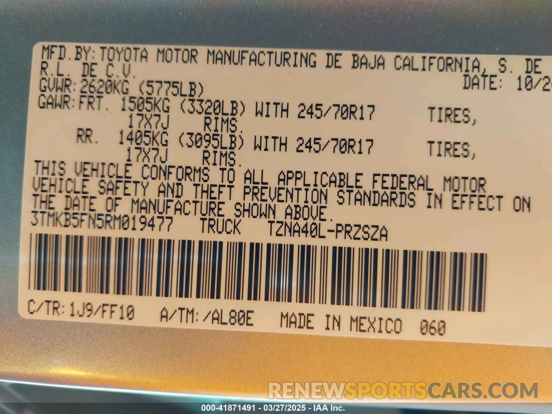 9 Photograph of a damaged car 3TMKB5FN5RM019477 TOYOTA TACOMA 2024