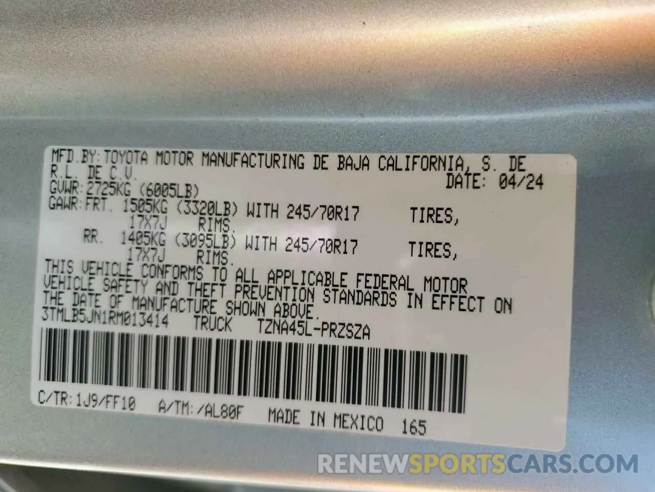 12 Photograph of a damaged car 3TMLB5JN1RM013414 TOYOTA TACOMA 2024