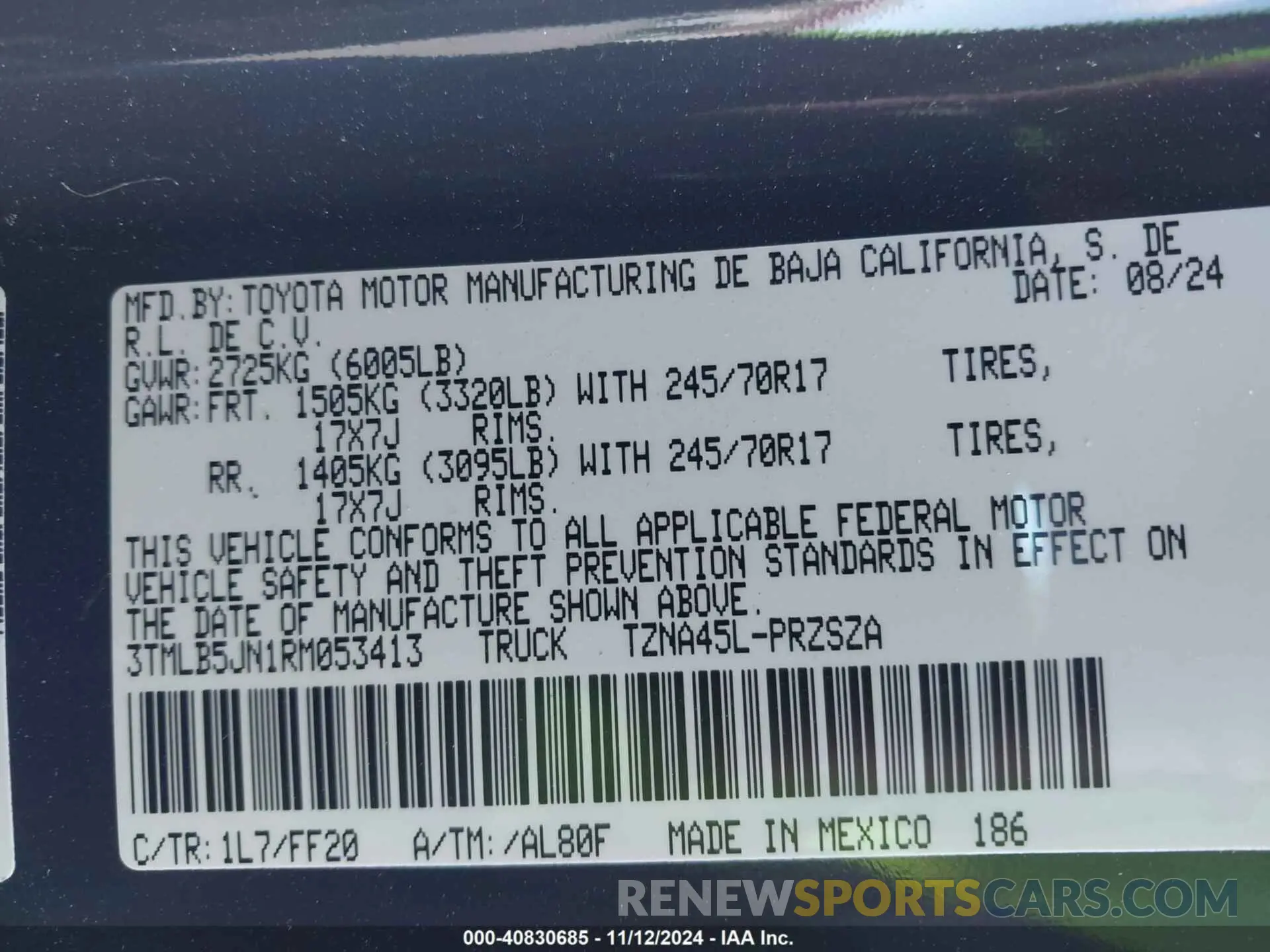9 Photograph of a damaged car 3TMLB5JN1RM053413 TOYOTA TACOMA 2024