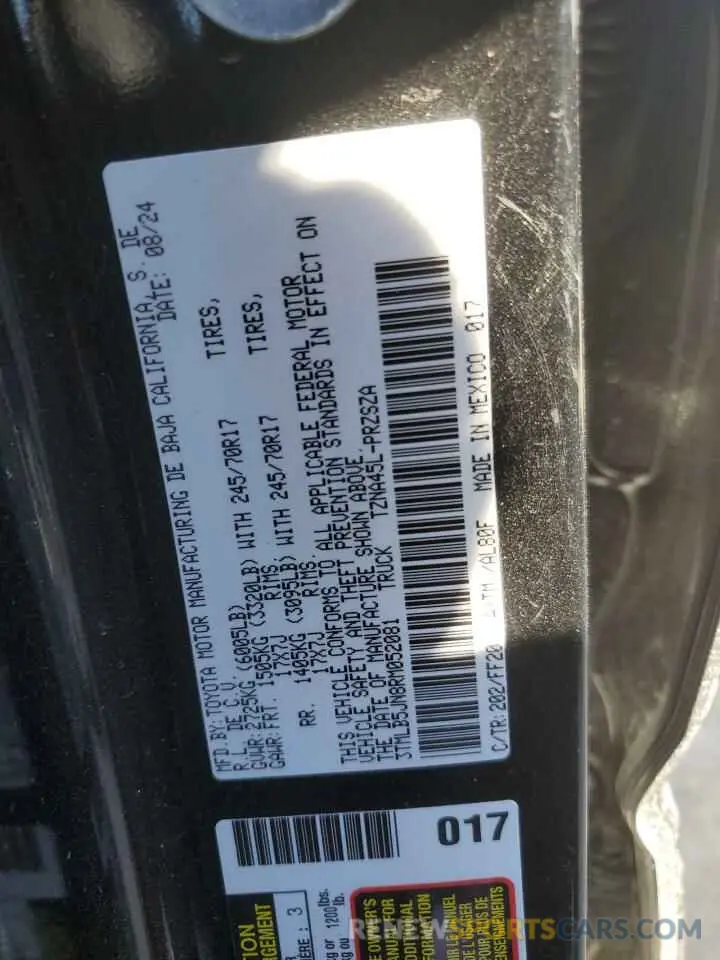 13 Photograph of a damaged car 3TMLB5JN8RM052081 TOYOTA TACOMA 2024