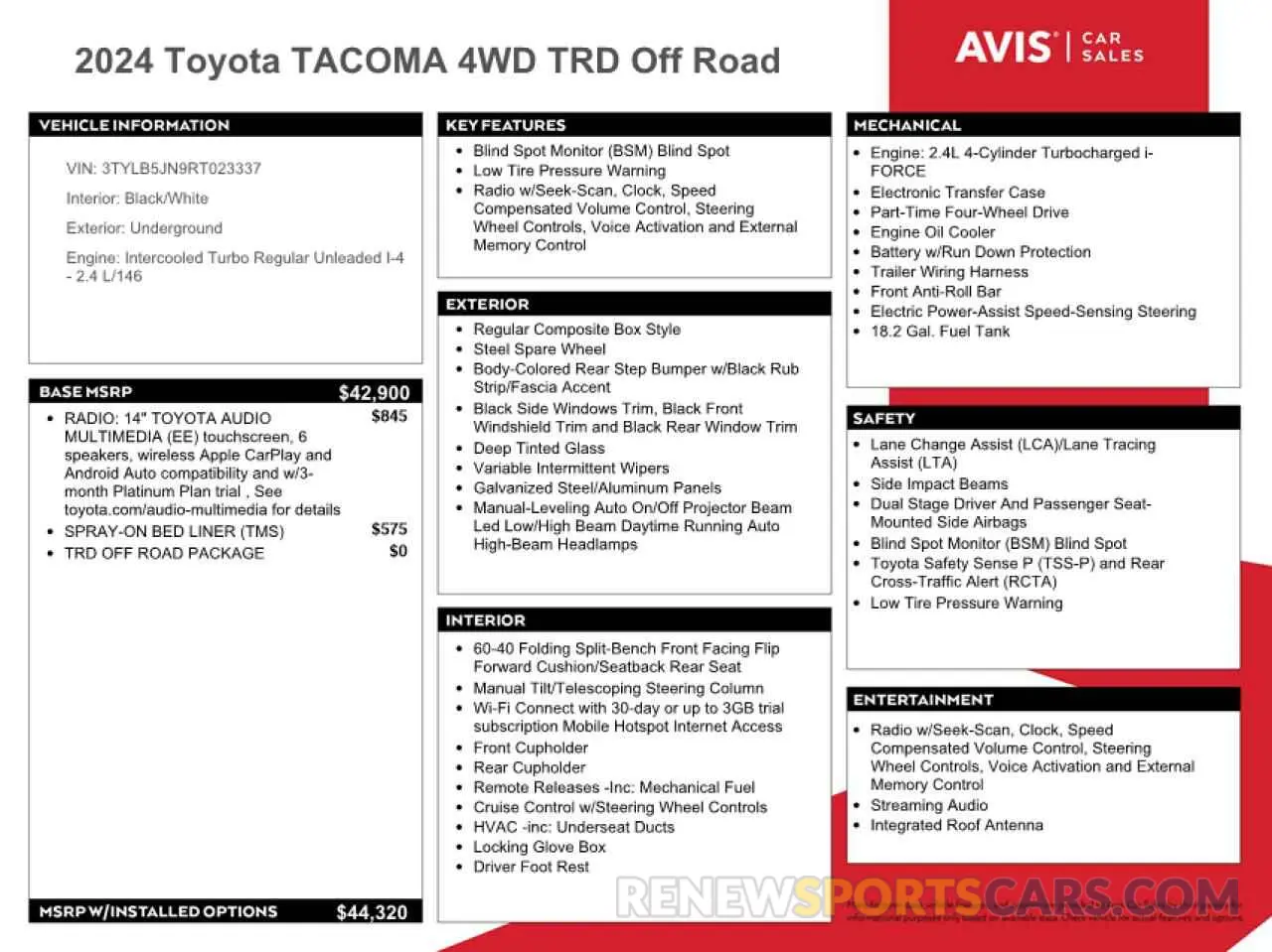 12 Photograph of a damaged car 3TYLB5JN9RT023337 TOYOTA TACOMA 2024