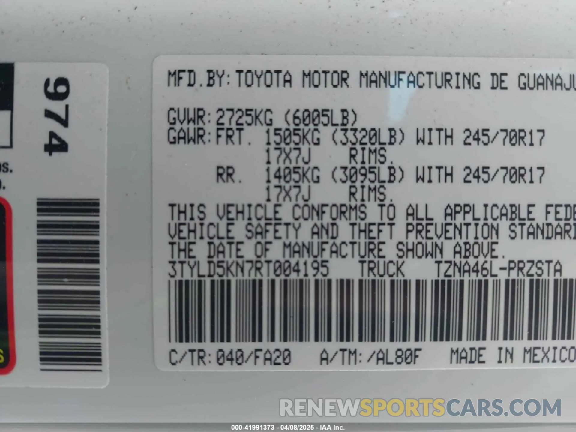 9 Photograph of a damaged car 3TYLD5KN7RT004195 TOYOTA TACOMA 2024
