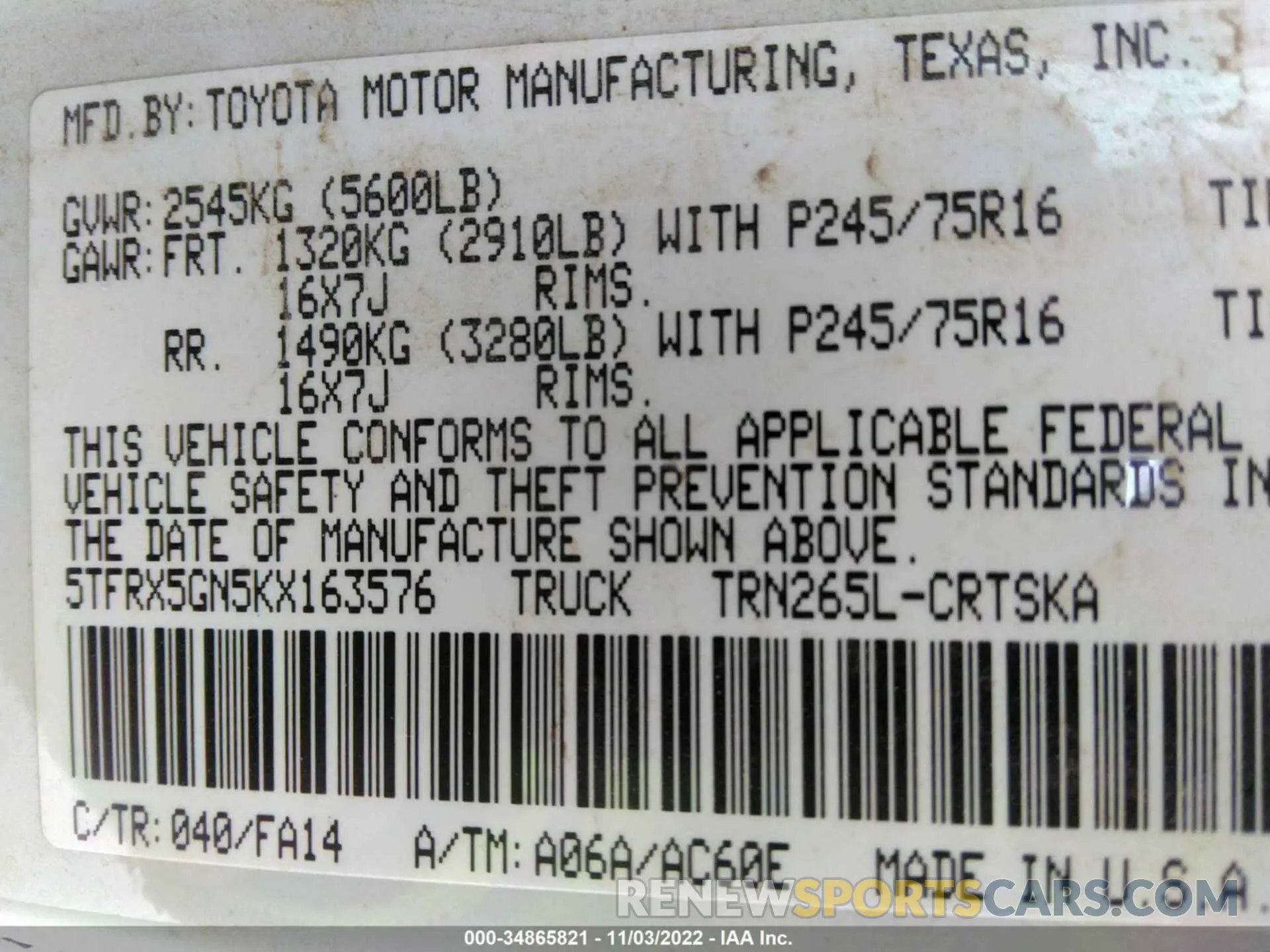 9 Photograph of a damaged car 5TFRX5GN5KX163576 TOYOTA TACOMA 2WD 2019