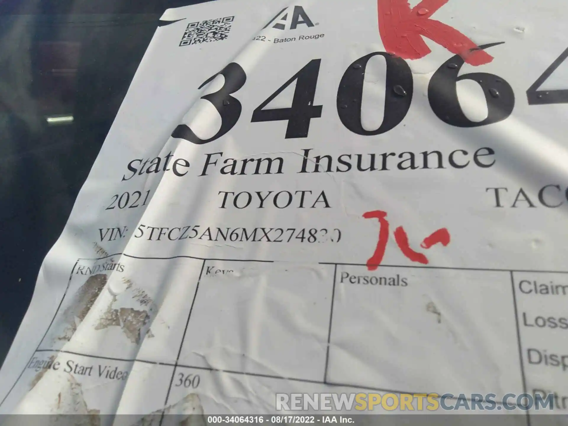 9 Photograph of a damaged car 5TFCZ5AN6MX274830 TOYOTA TACOMA 4WD 2021