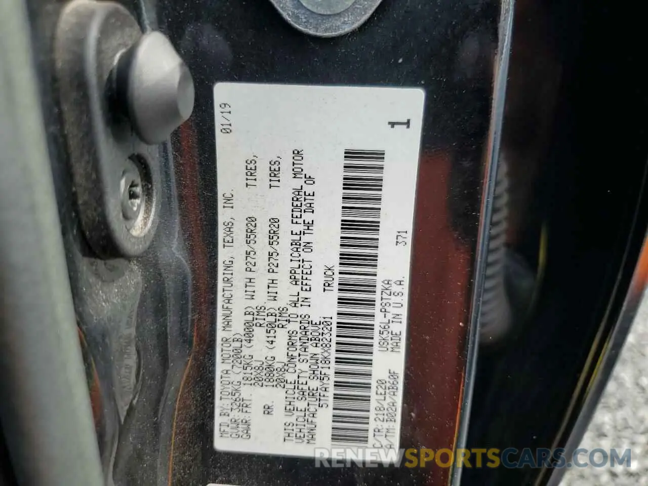 12 Photograph of a damaged car 5TFAY5F18KX823201 TOYOTA TUNDRA 2019