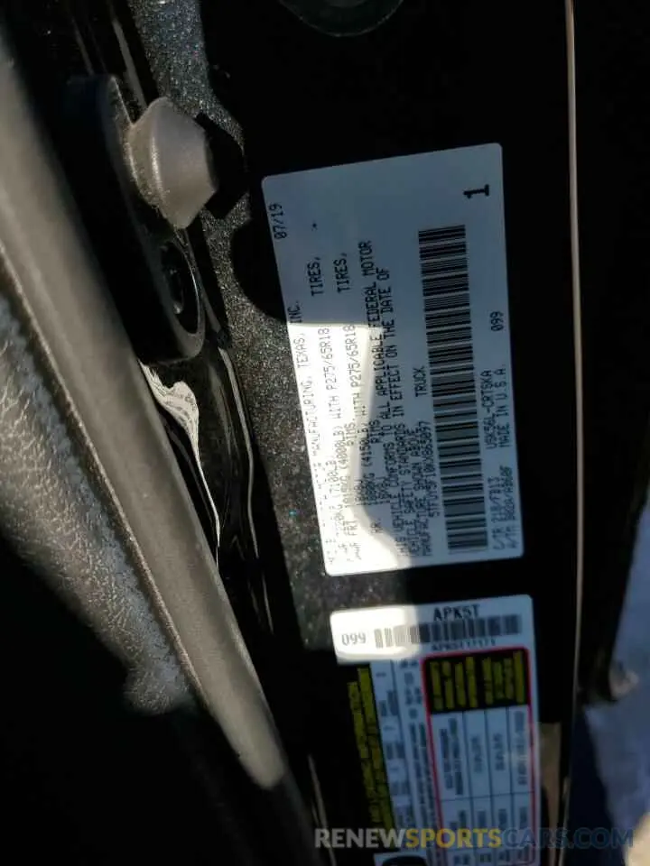 12 Photograph of a damaged car 5TFUY5F10KX865097 TOYOTA TUNDRA 2019