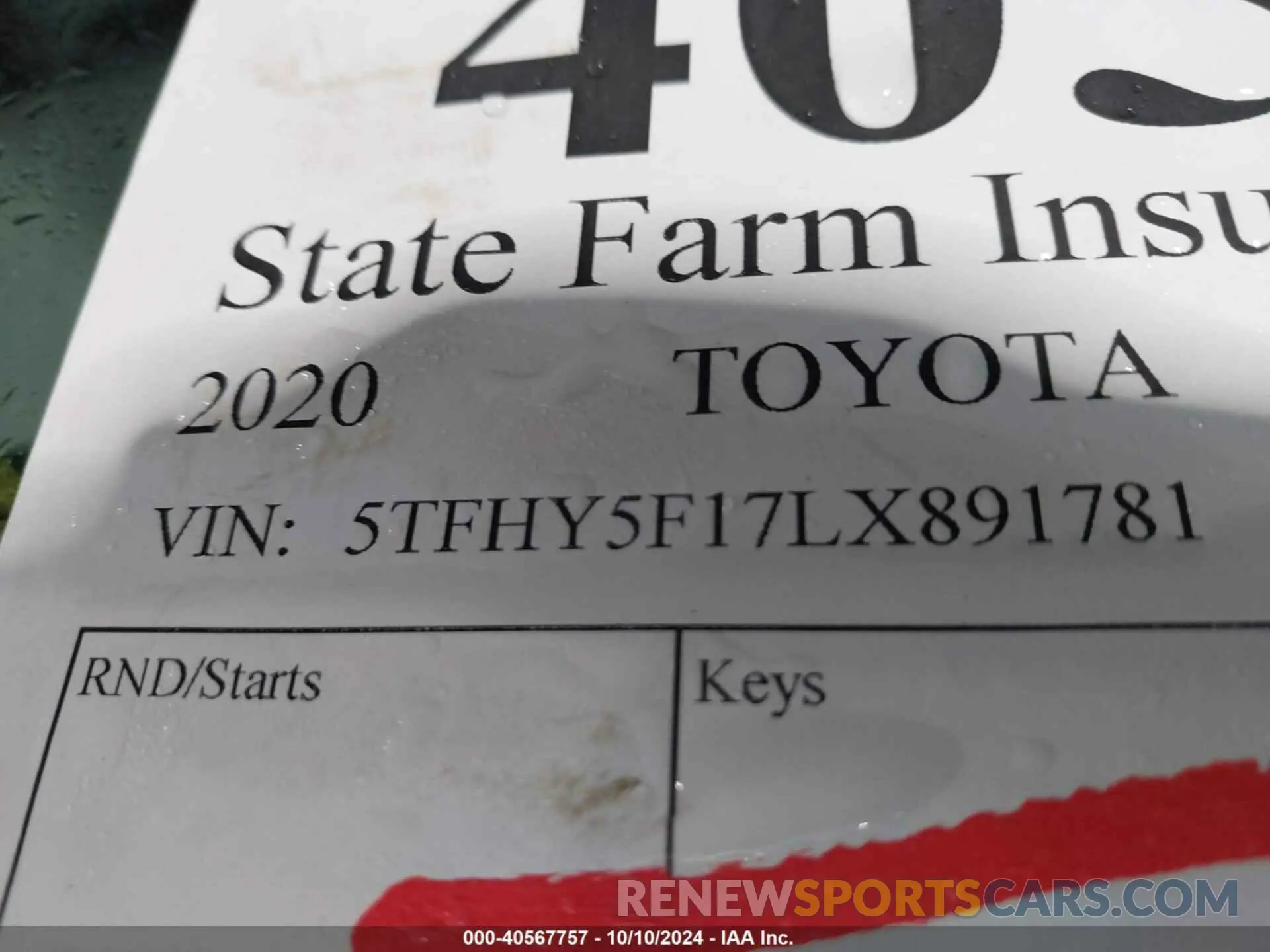 9 Photograph of a damaged car 5TFHY5F17LX891781 TOYOTA TUNDRA 2020