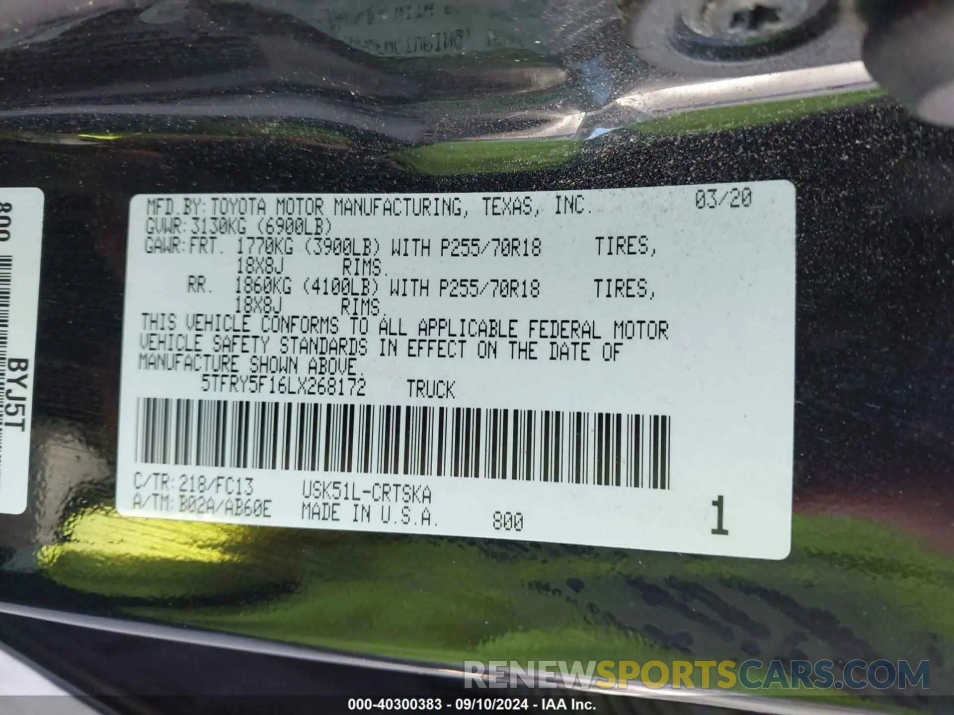 9 Photograph of a damaged car 5TFRY5F16LX268172 TOYOTA TUNDRA 2020
