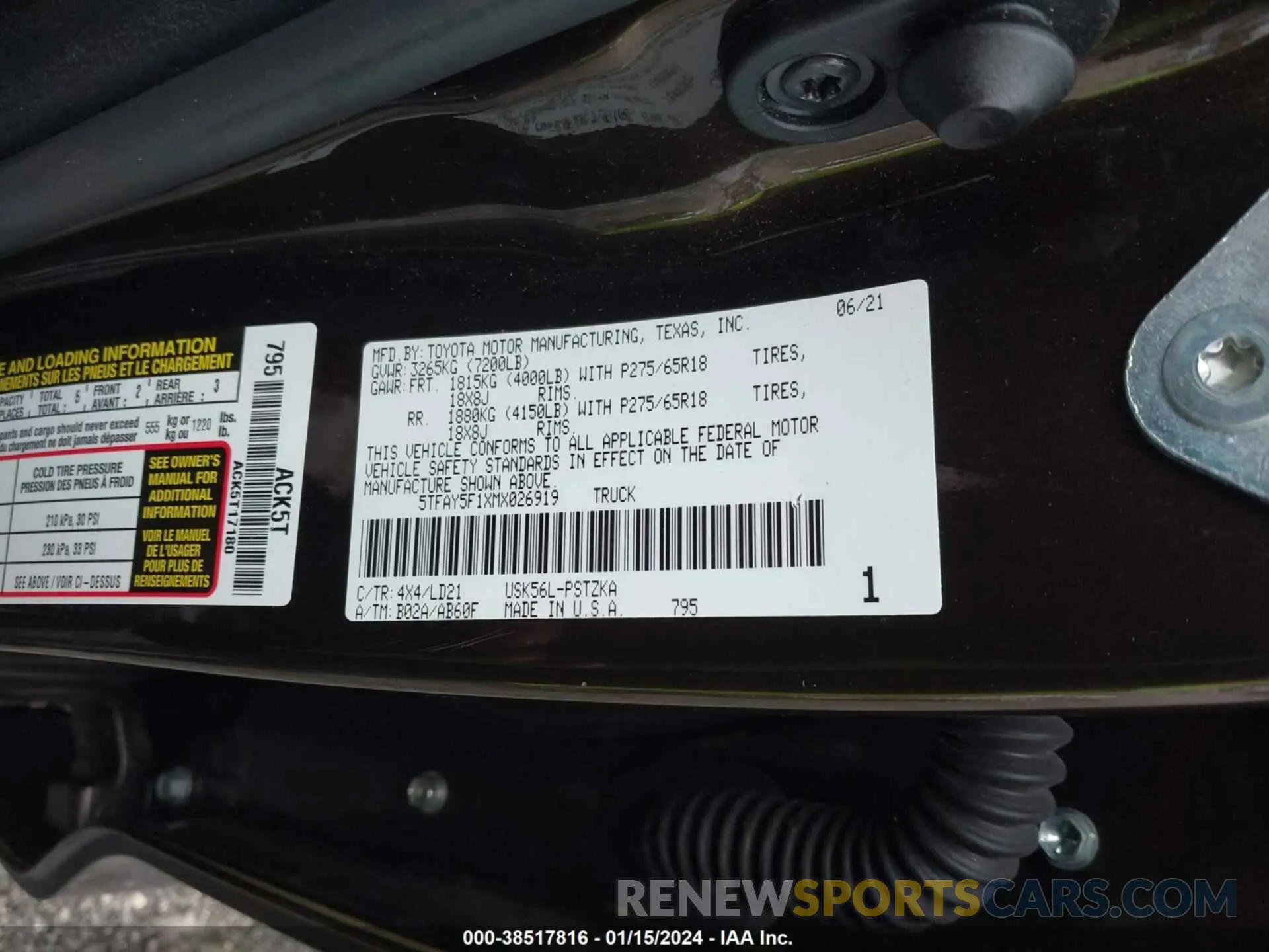 9 Photograph of a damaged car 5TFAY5F1XMX026919 TOYOTA TUNDRA 2021