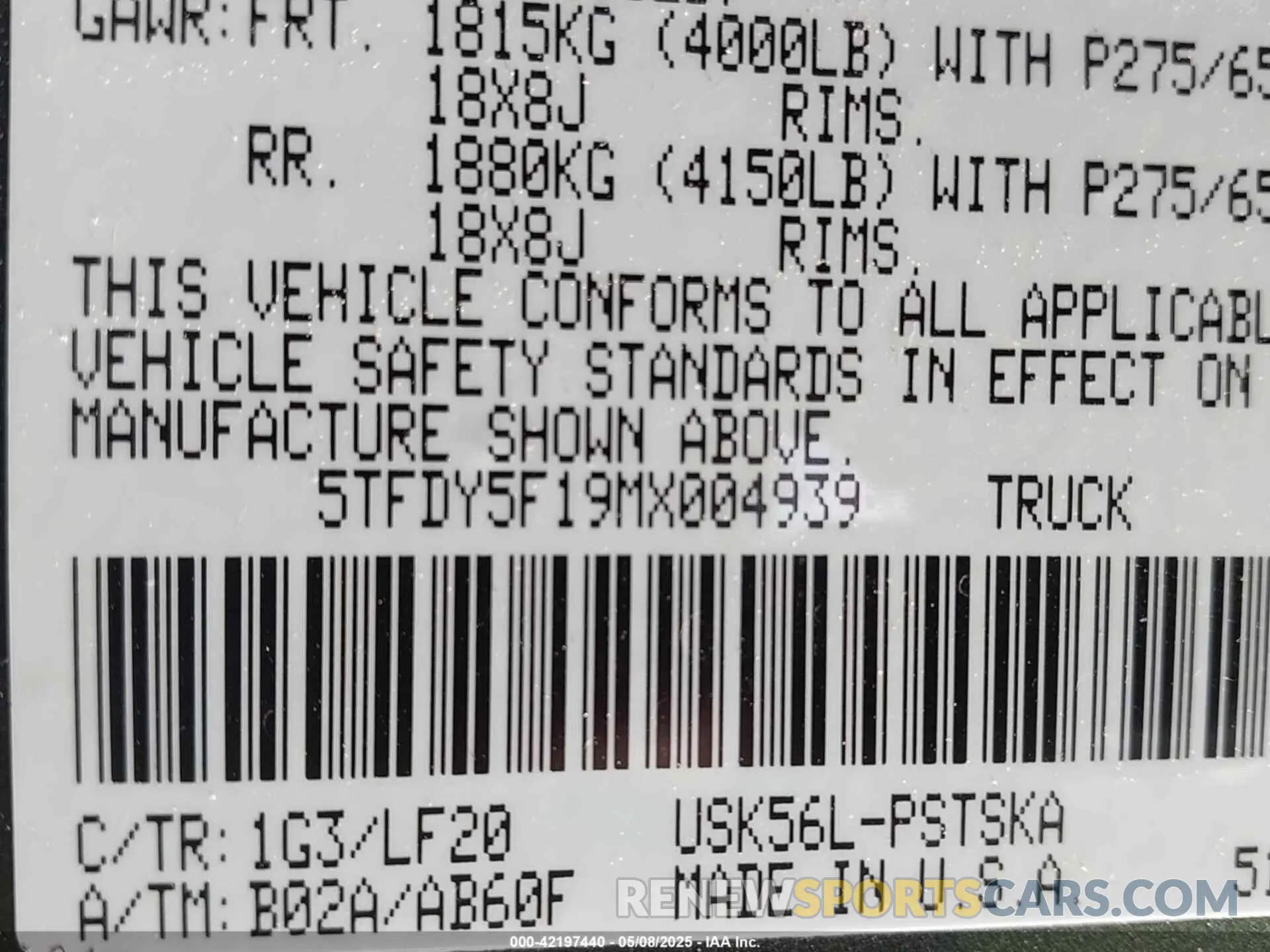9 Photograph of a damaged car 5TFDY5F19MX004939 TOYOTA TUNDRA 2021