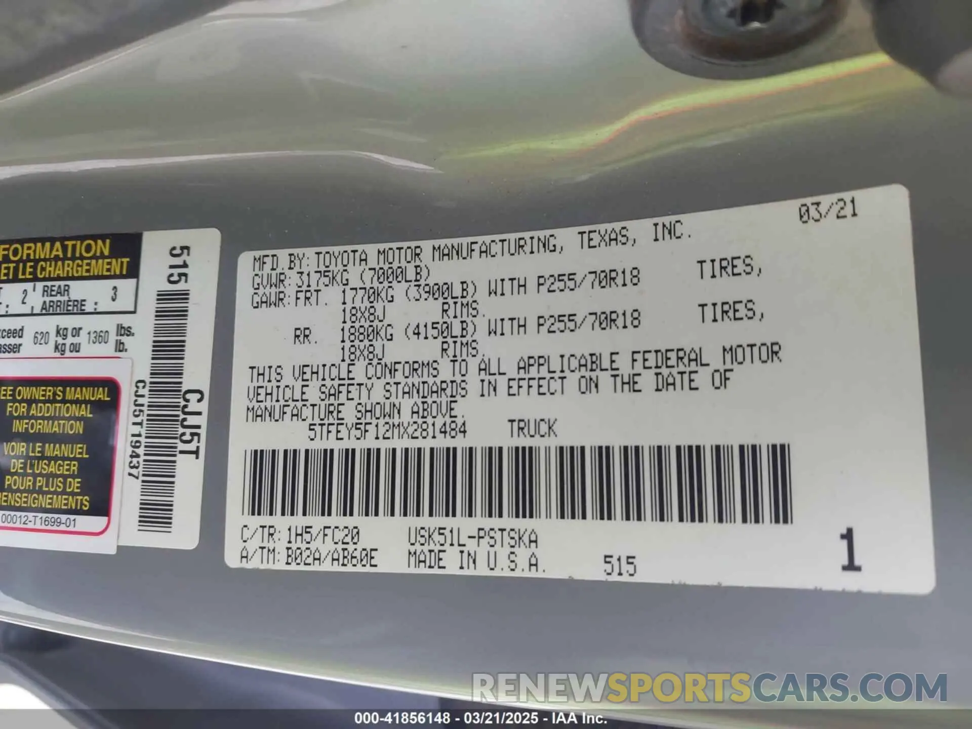 9 Photograph of a damaged car 5TFEY5F12MX281484 TOYOTA TUNDRA 2021