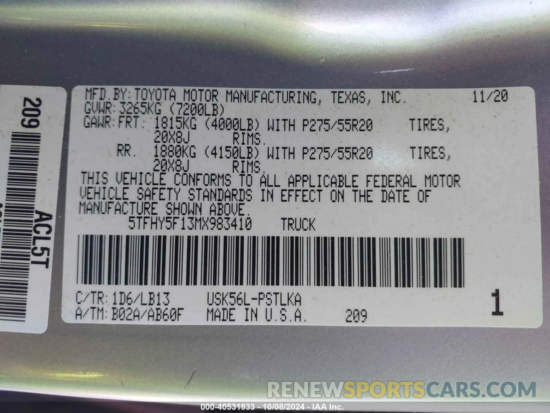 9 Photograph of a damaged car 5TFHY5F13MX983410 TOYOTA TUNDRA 2021