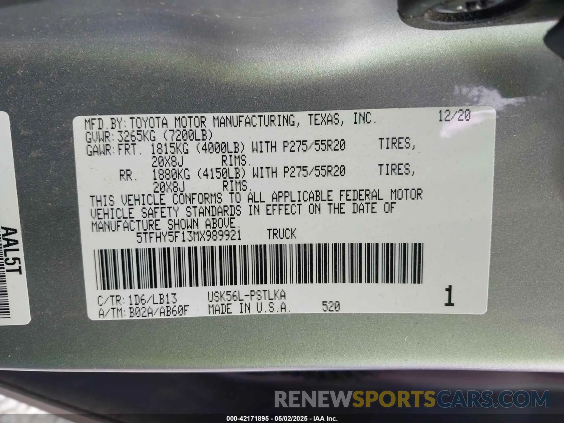 9 Photograph of a damaged car 5TFHY5F13MX989921 TOYOTA TUNDRA 2021