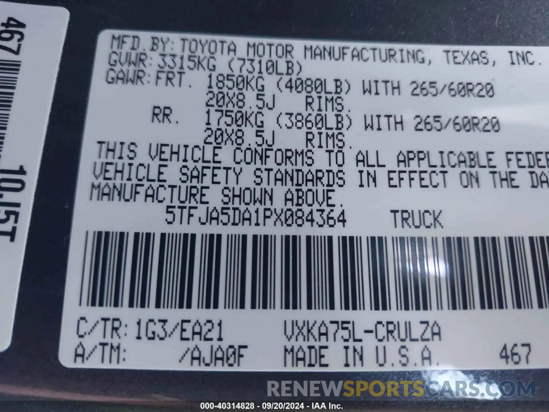 9 Photograph of a damaged car 5TFJA5DA1PX084364 TOYOTA TUNDRA 2023