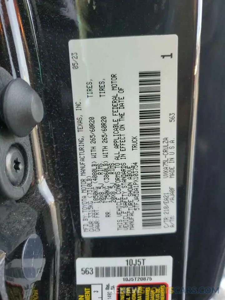 12 Photograph of a damaged car 5TFJA5DA1PX103754 TOYOTA TUNDRA 2023