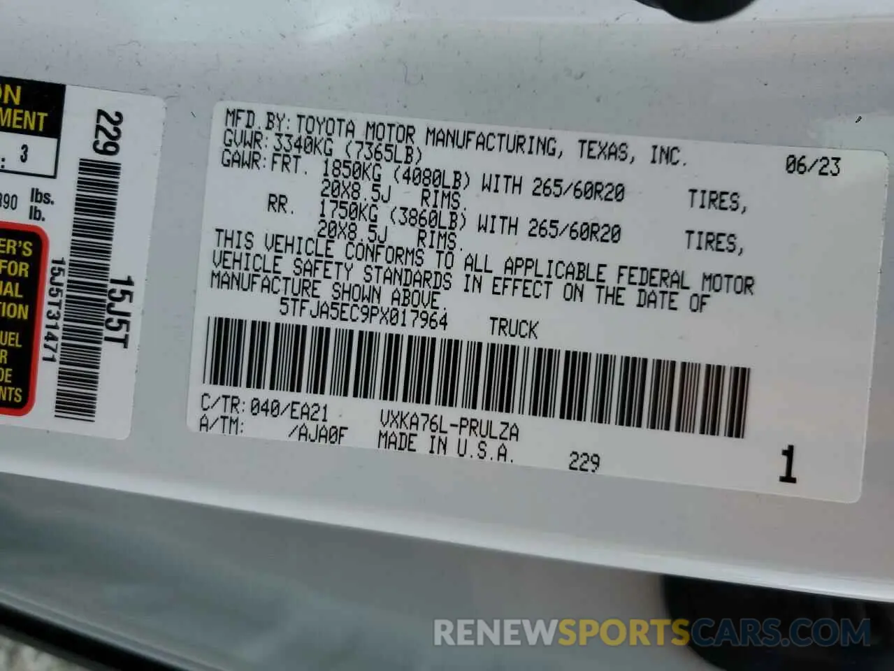 12 Photograph of a damaged car 5TFJA5EC9PX017964 TOYOTA TUNDRA 2023