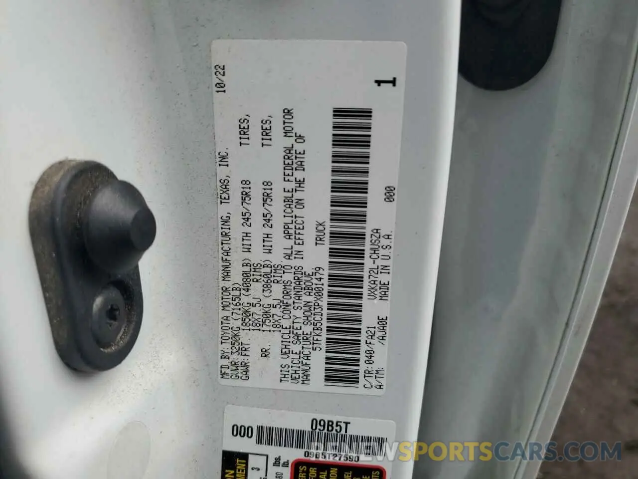 12 Photograph of a damaged car 5TFKB5CD3PX001479 TOYOTA TUNDRA 2023