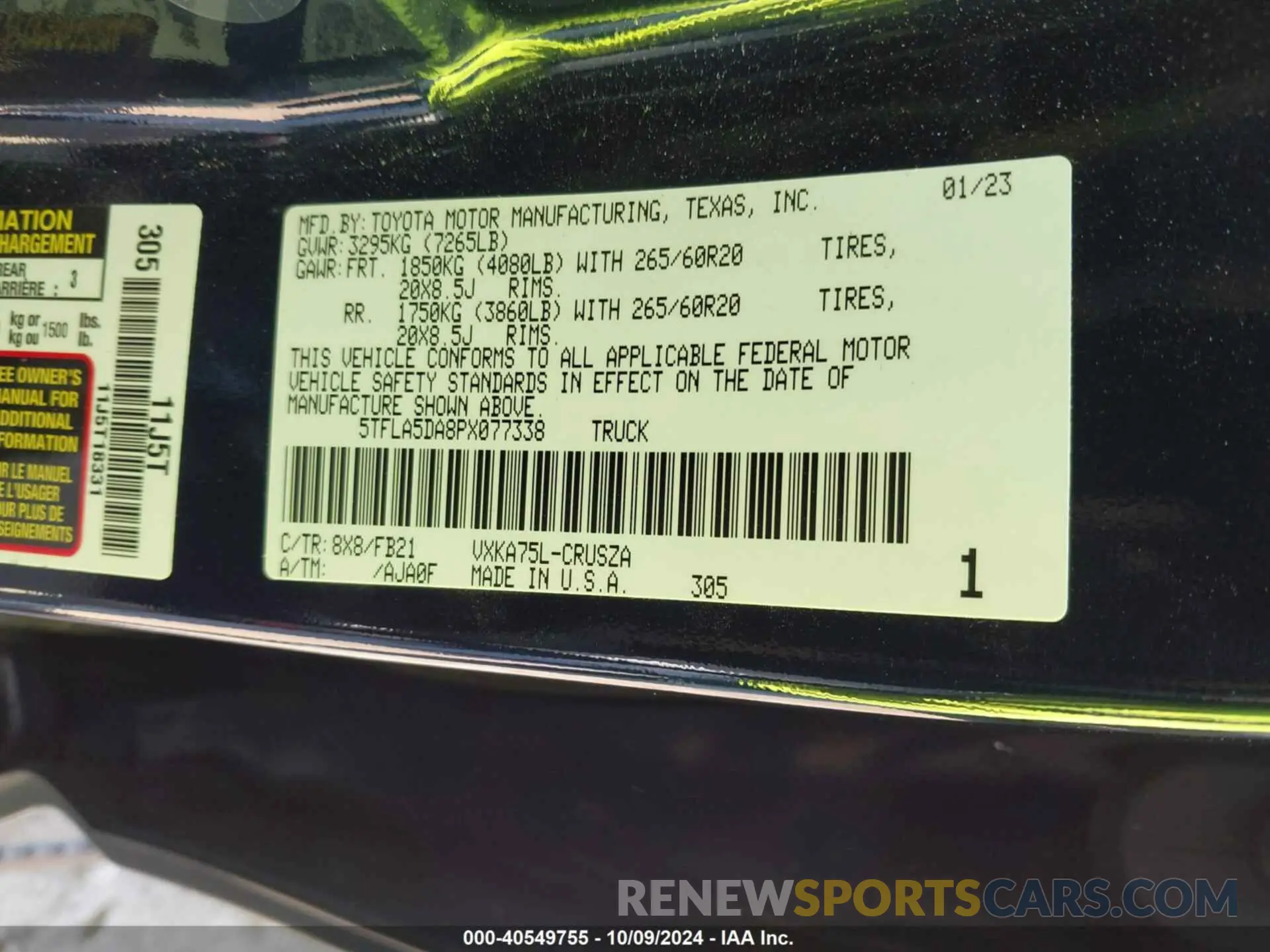 9 Photograph of a damaged car 5TFLA5DA8PX077338 TOYOTA TUNDRA 2023