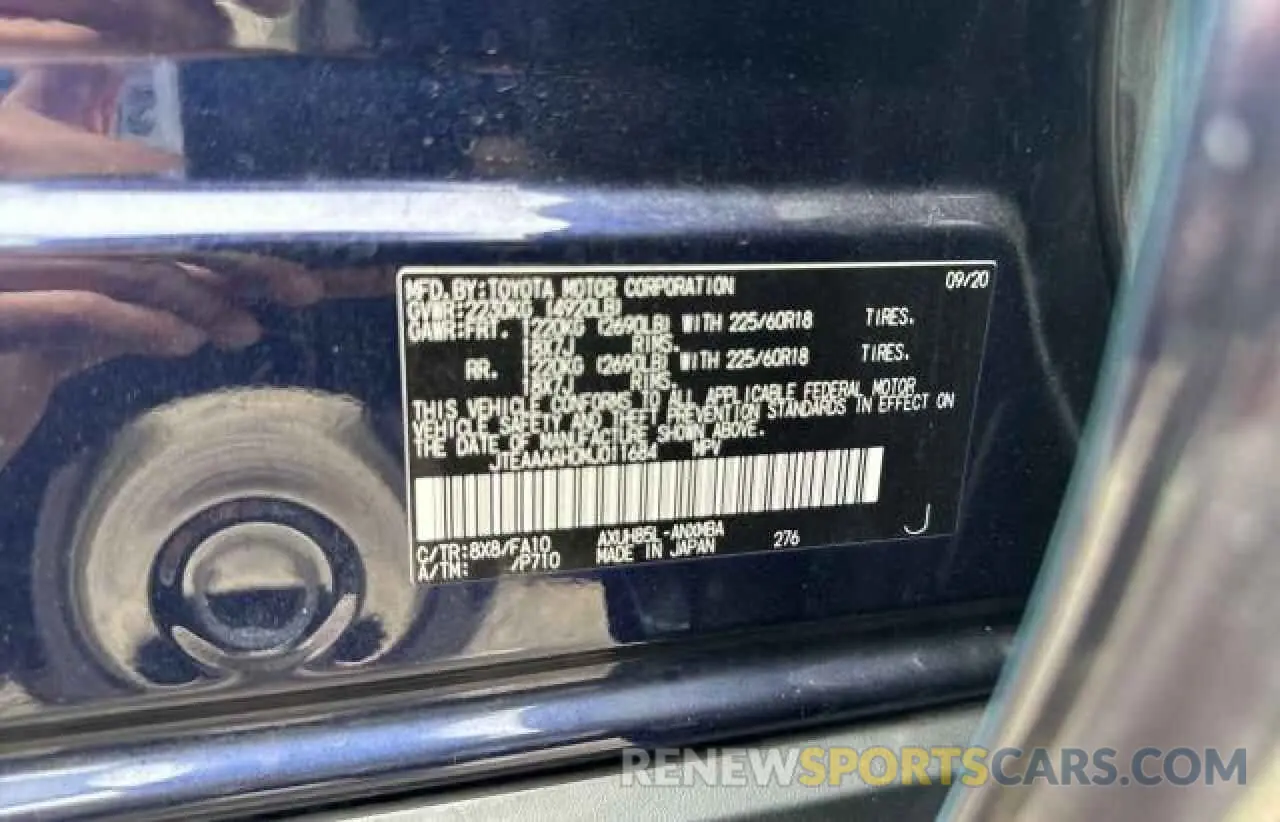 10 Photograph of a damaged car JTEAAAAH0MJ011684 TOYOTA VENZA 2021