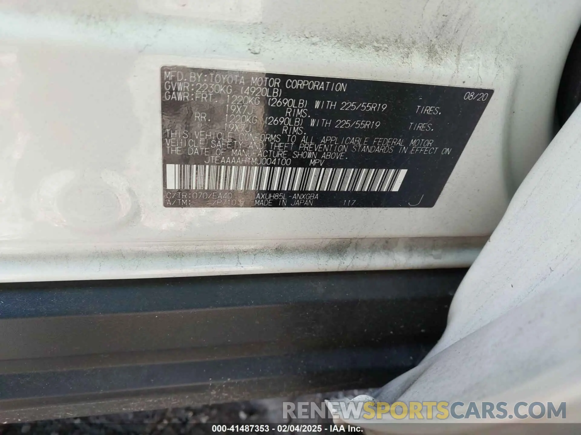 9 Photograph of a damaged car JTEAAAAH1MJ004100 TOYOTA VENZA 2021